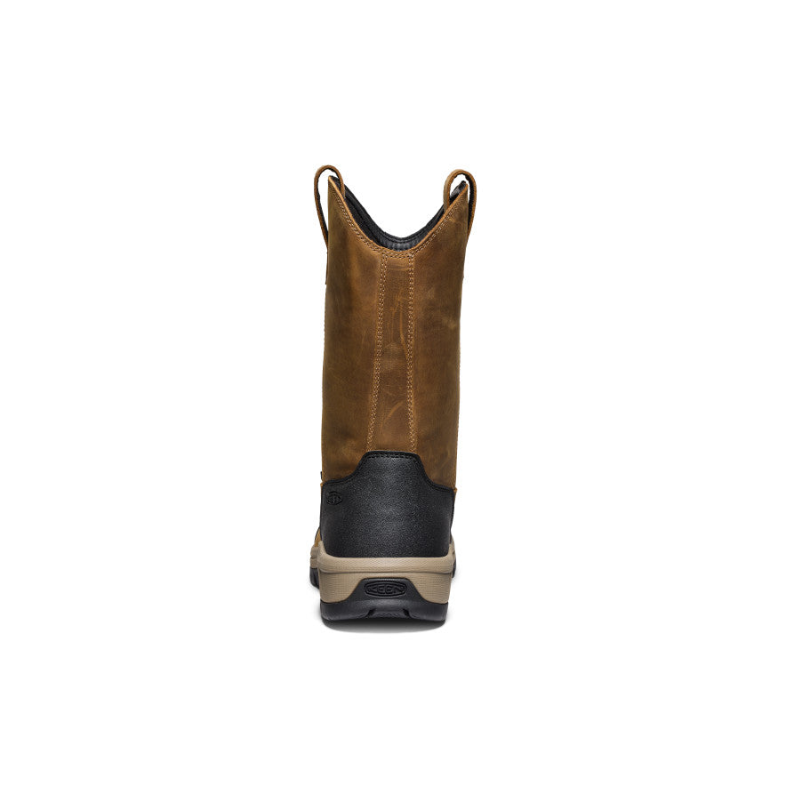 Men's Evanston Pull-On Waterproof Soft Toe Work Boots - Bison/Black - Ideal for Construction, Hiking & Outdoor Activities
