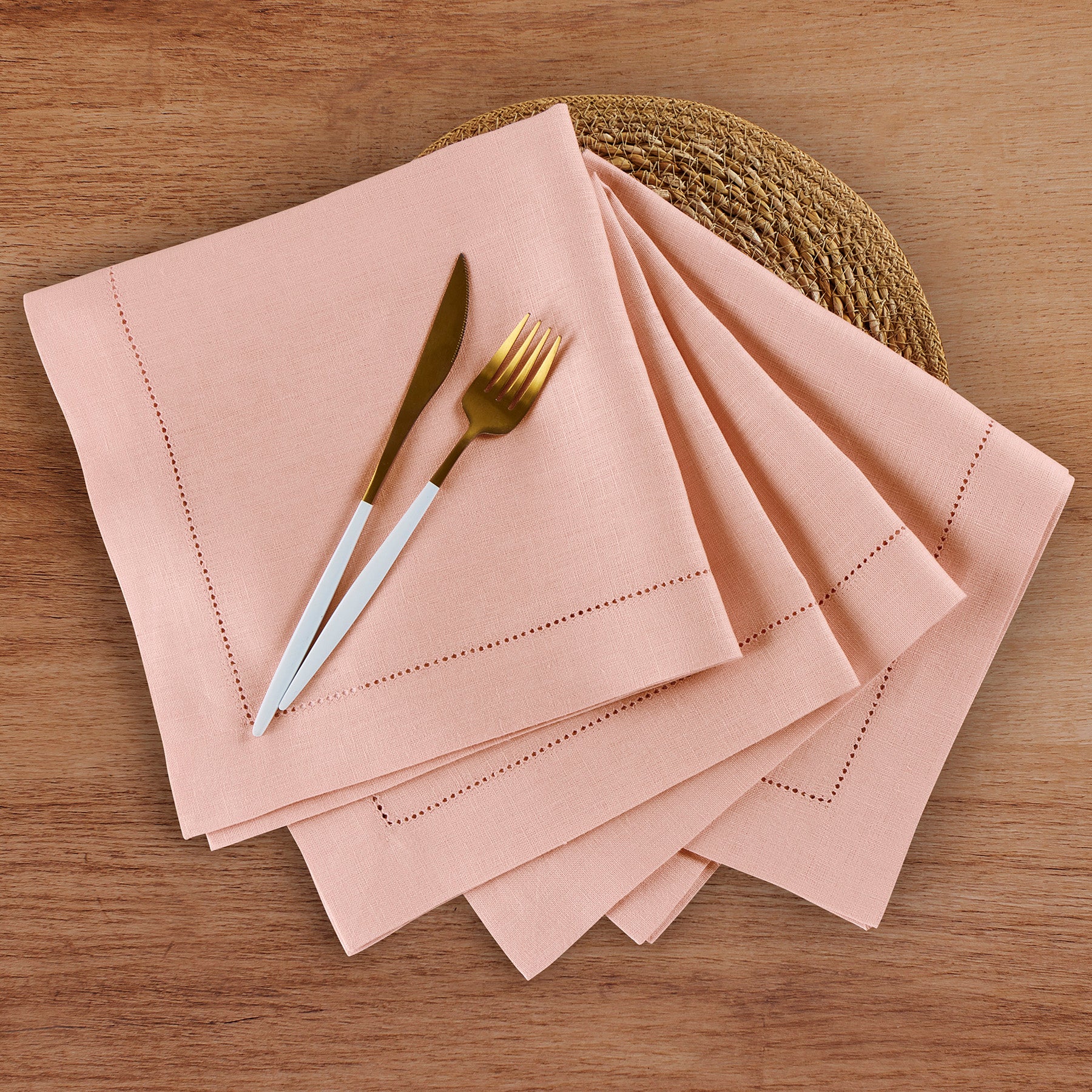 Premium Medium Weight Hemstitch Napkins - 12-Pack White Linen Dinner Napkins for Formal Dining, Weddings & Special Occasions