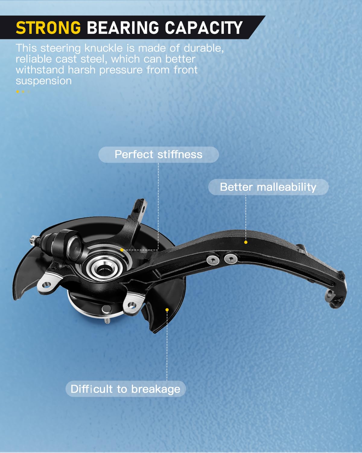 OCPTY Steering Knuckle and Hub Assembly - Front Driver Side Replacement for 2003-2007 Honda Accord 2.4L (698-403) - Manual Transmission - Perfect for Suspension Repair & Wheel Bearing Replacement
