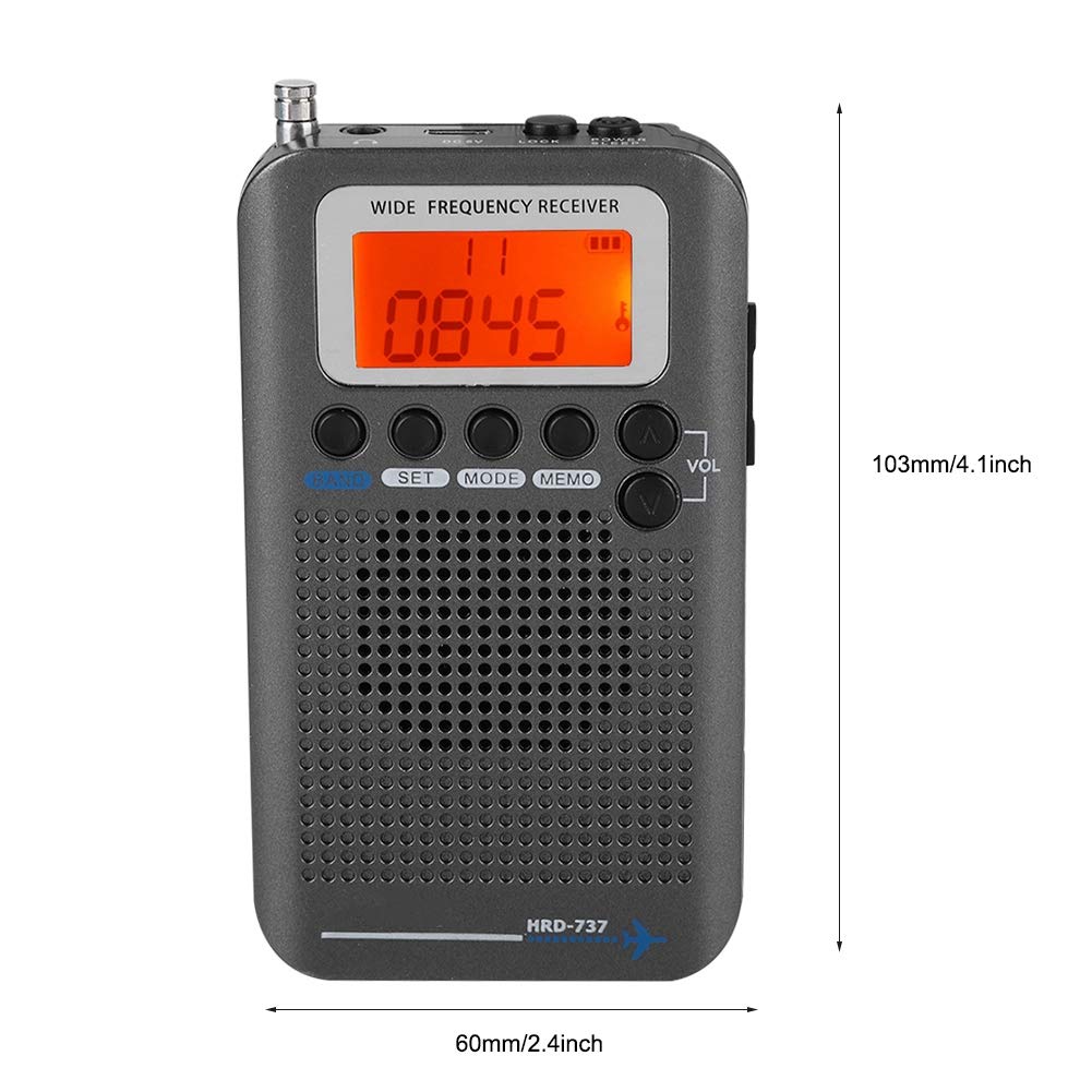 Full Band VHF Portable Radio with Airband Scanner - Handheld Aviation Receiver for Pilots, Emergency Communication & Outdoor Adventures (Black)