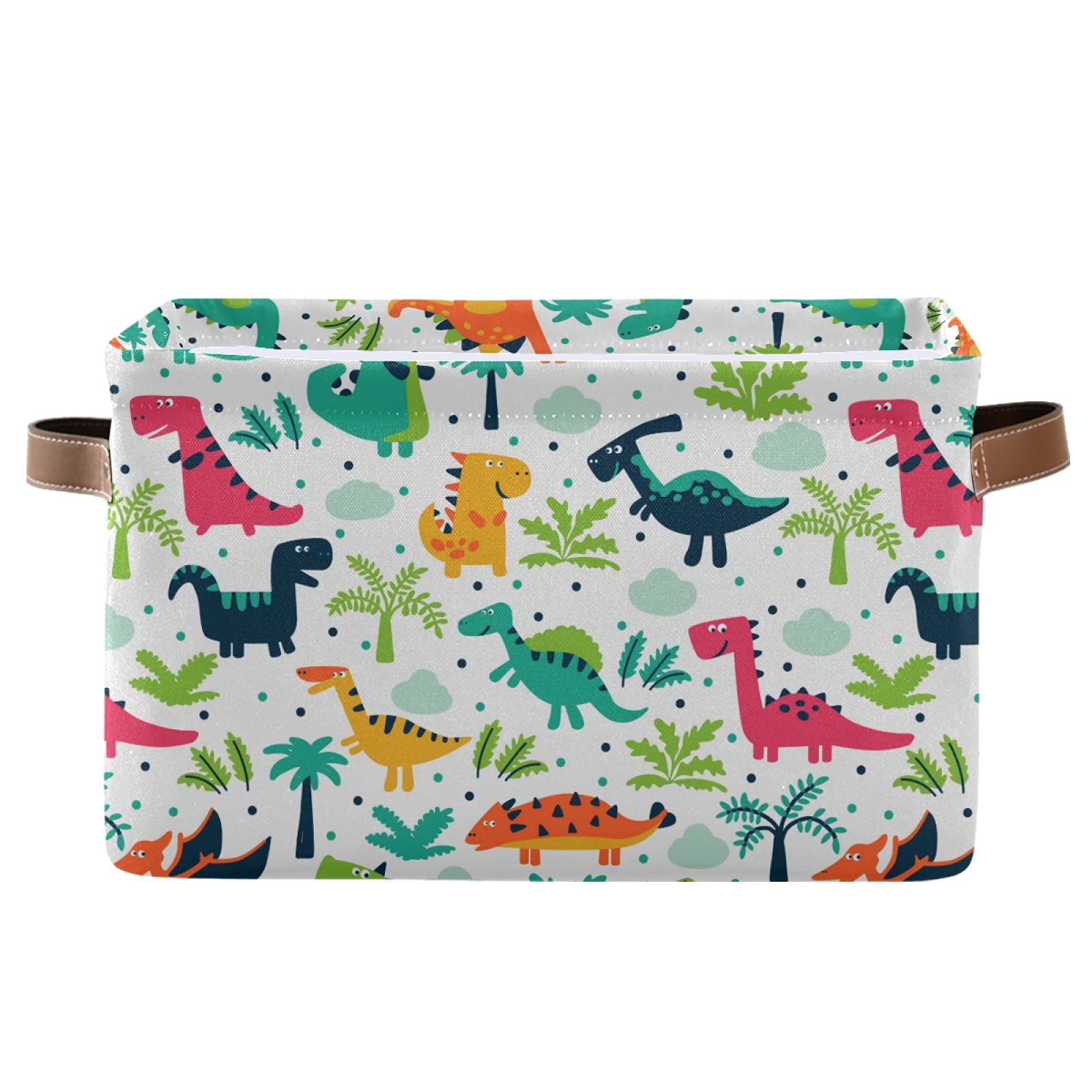 Dinosaur Print Rectangular Canvas Storage Bin with Handles - Organizer for Home, Office, Nursery, Kids Toys, Books & Laundry | Perfect for Closet Organization & Gift Baskets