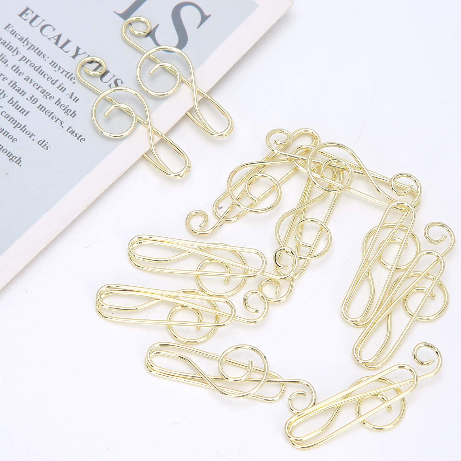 20Pcs Music Themed Stainless Steel Paper Clips - Gold Musical Note Office Supplies for Organizing Documents, School Projects & Gift Wrapping (Elegant Gift Box Included) - Perfect for Teachers, Students & Music Lovers