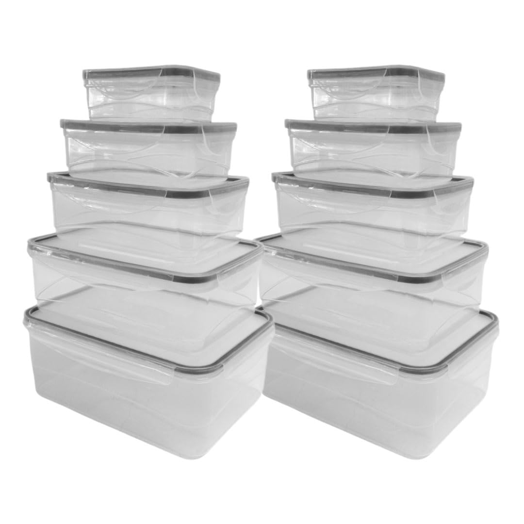 Imperial Home 10-Piece BPA-Free Plastic Food Storage Containers Set with Locking Lids - Microwave & Freezer Safe - Perfect for Meal Prep, Leftovers & Pantry Organization (Black)