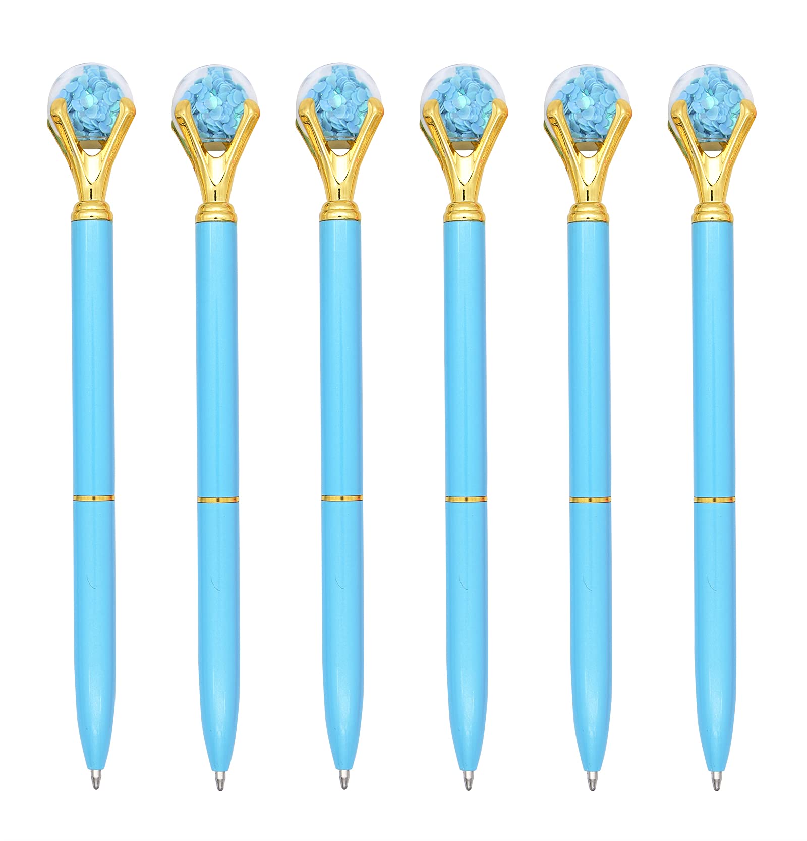 Gullor 6-Pack Black Ink Ballpoint Pens with Diamond Design - Medium Point Smooth Writing for Office, School & Journaling