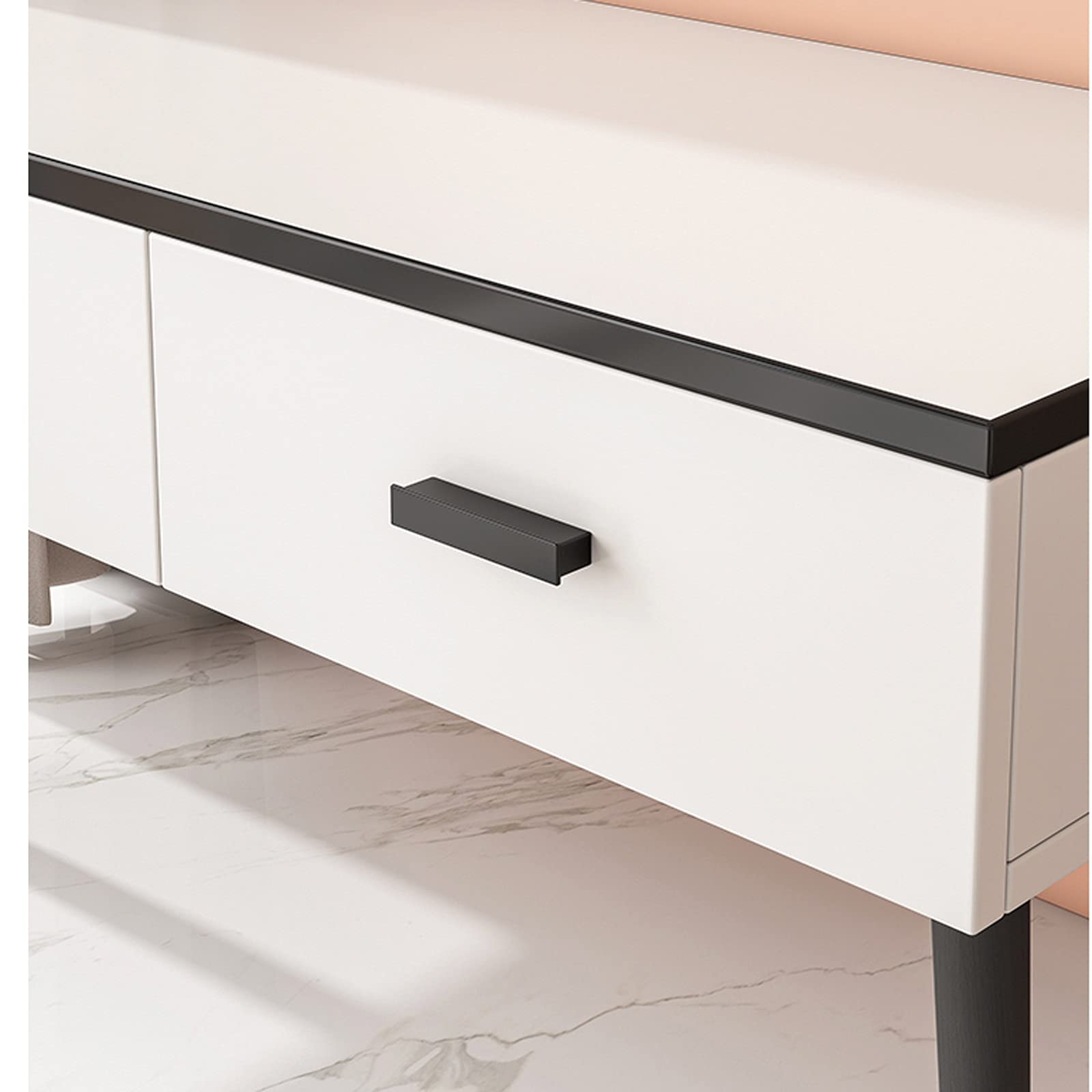 Modern Minimalist Vanity Table with LED Touch Screen Mirror & 2 Drawers - 80cm Small Dressing Table for Bedroom | Perfect for Makeup, Skincare & Hair Styling