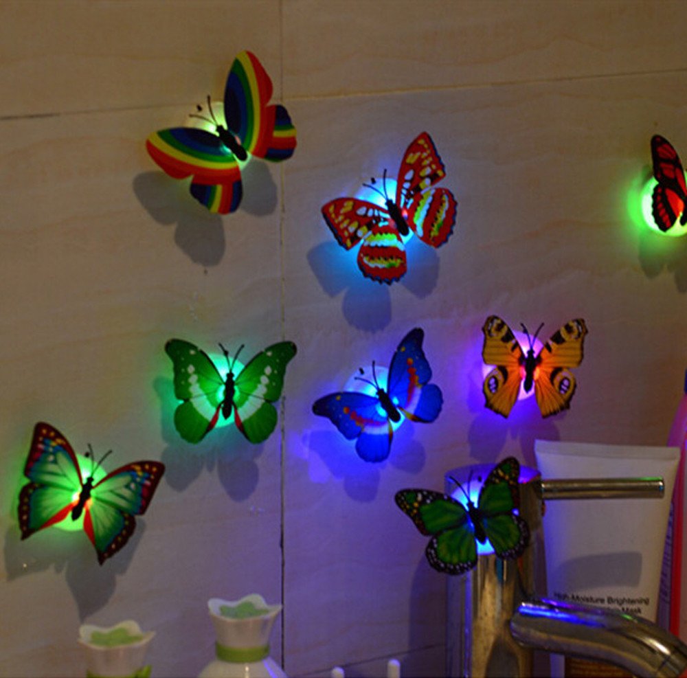 3D LED Wall Stickers Lights for Home Decor - 10 Pcs Self-Adhesive Wall Decals for Girls Room, Bedroom, Living Room - Perfect for Parties, Holidays & Night Light Decorations