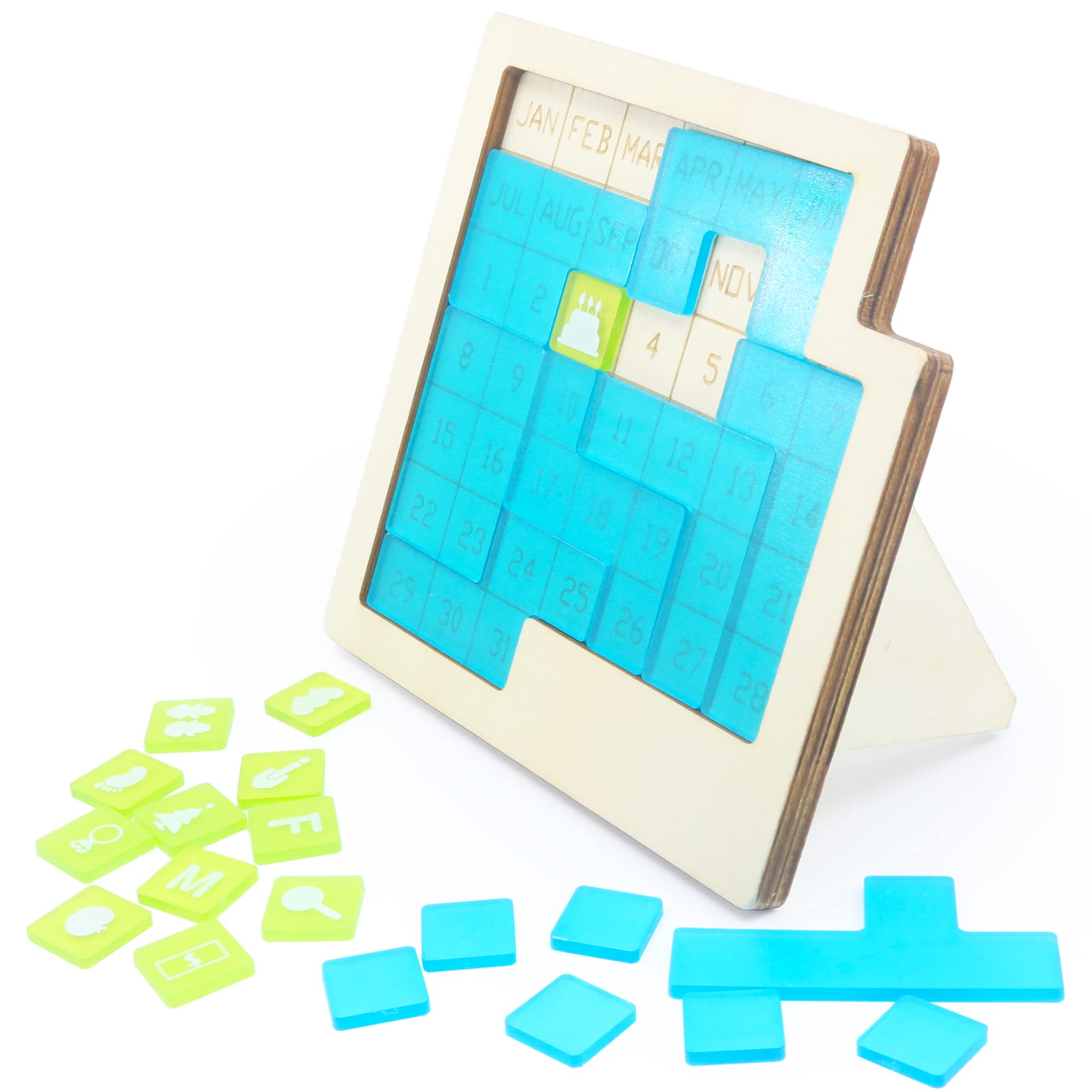 Paoren Wooden Daily Calendar Puzzle - 365+ Date Display with Auxiliary & Festival Blocks for Every Day, Year-Round Family Fun | Perfect for Coffee Tables, Family Rooms, Offices & Game Rooms