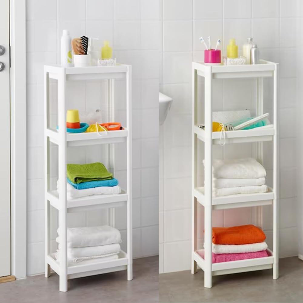HIEEY 4-Tier Bathroom Shelf Organizer - Space-Saving Storage Rack for Bathroom, Laundry, Pantry & Kitchen - Perfect for Narrow Spaces & Small Areas