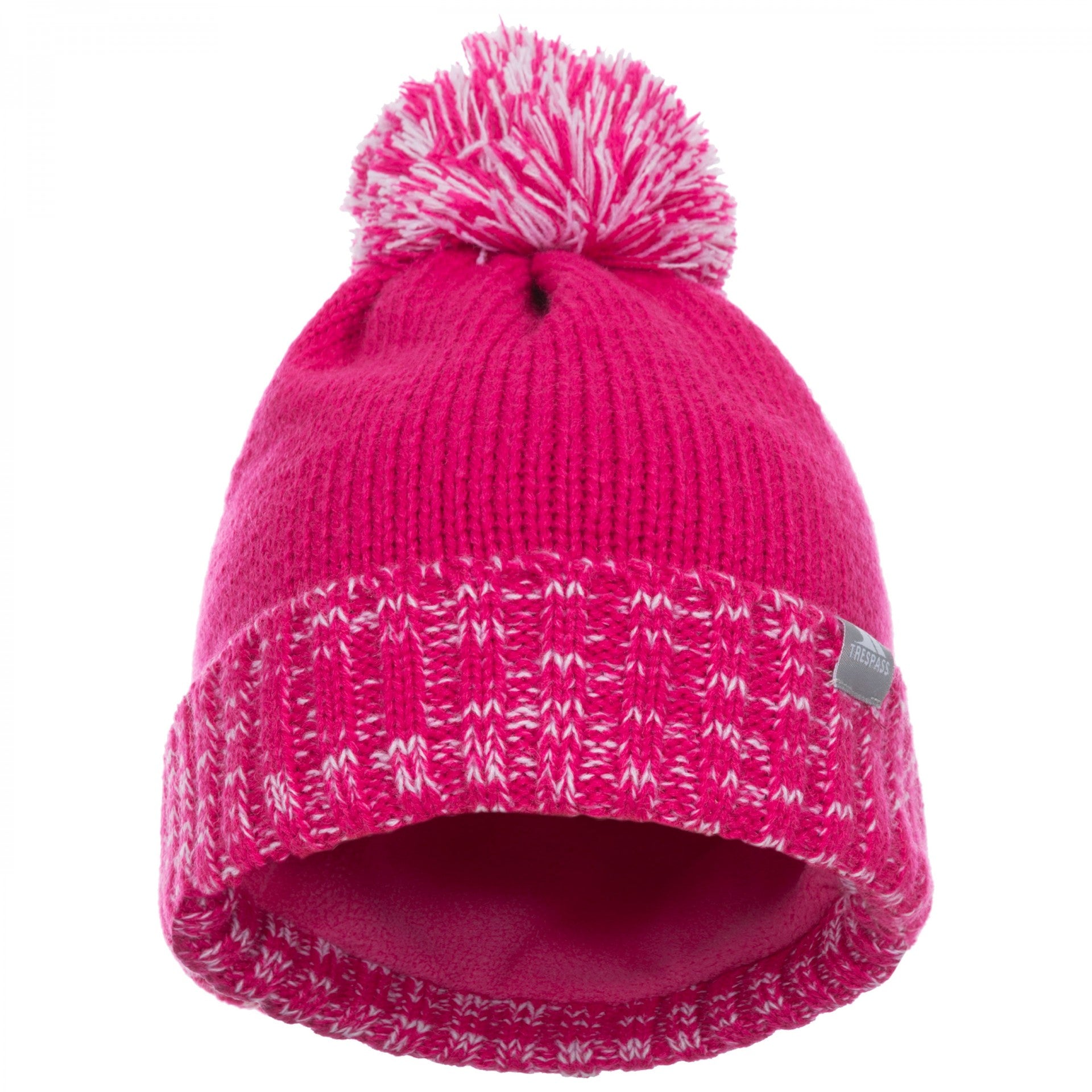 Trespass Nefti Girls Winter Hat - Soft Fleece Lined Beanie for Kids, Warm Pink Knit Hat for Cold Weather, Perfect for Snow Play & Outdoor Activities