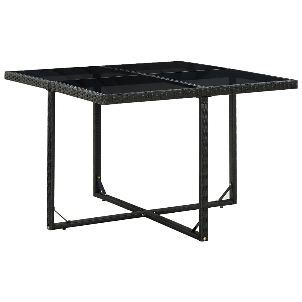 9-Piece Outdoor Dining Set with Cushions - Black Poly Rattan Patio Furniture Set with Coffee Table & Sofa - Weather-Resistant Wicker Conversation Set for Garden, Backyard, Poolside or Terrace