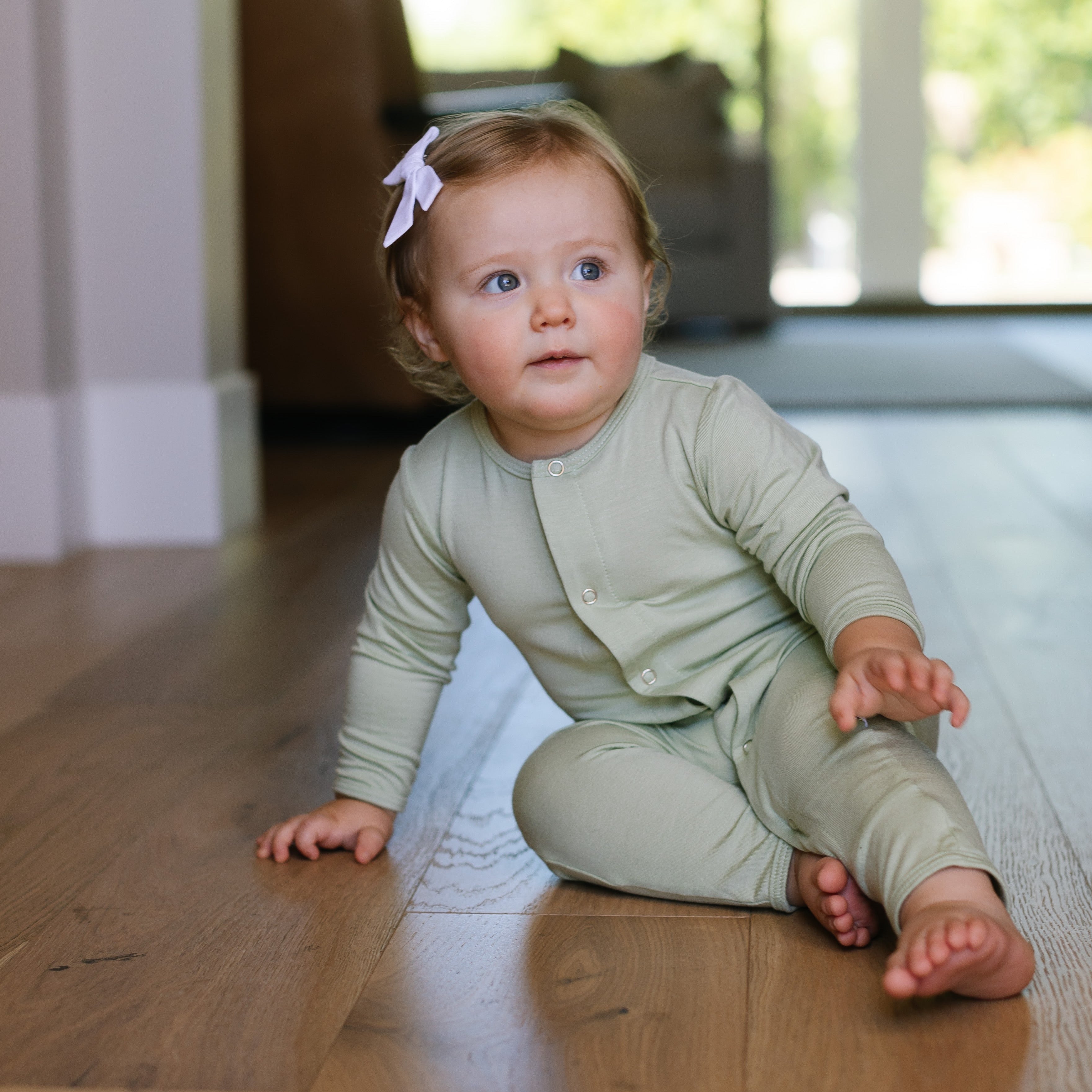 Sage Green One Piece Snap Button Romper - Stylish & Comfortable Baby Outfit for Playdates, Photos & Everyday Wear