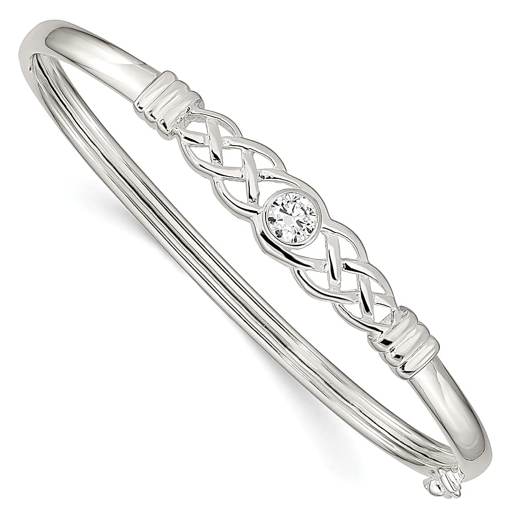 925 Sterling Silver Cubic Zirconia Braided Hinged Bangle Bracelet - Adjustable Cuff Bangle for Women | Stackable Fine Jewelry Gift for Her | Perfect for Weddings, Parties & Everyday Wear