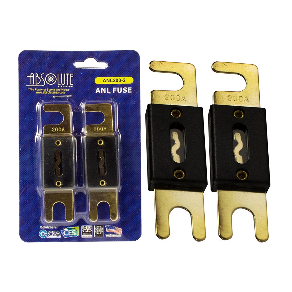 Absolute ANL200 2 Gauge In-Line ANL Fuse Holder for Car Audio & Marine Applications - High Current Protection for Amplifiers, Stereo Systems & Boat Electronics
