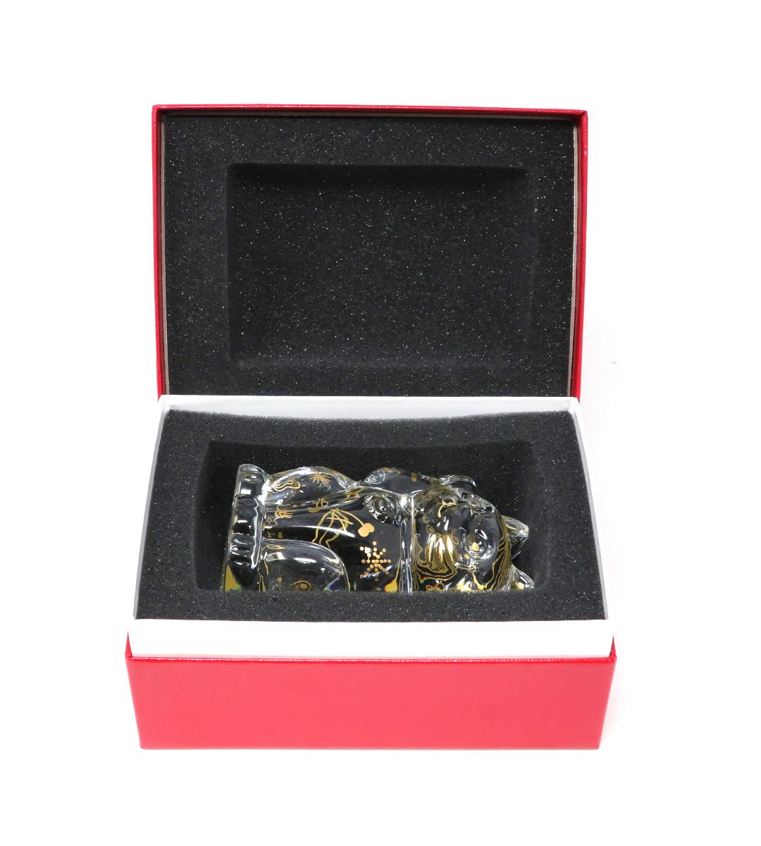 Faunacrystopolis Maneki Neko Baccarat Crystal Cat - Japanese Lucky Charm for Home & Office Decor, Wealth & Good Fortune Attractor