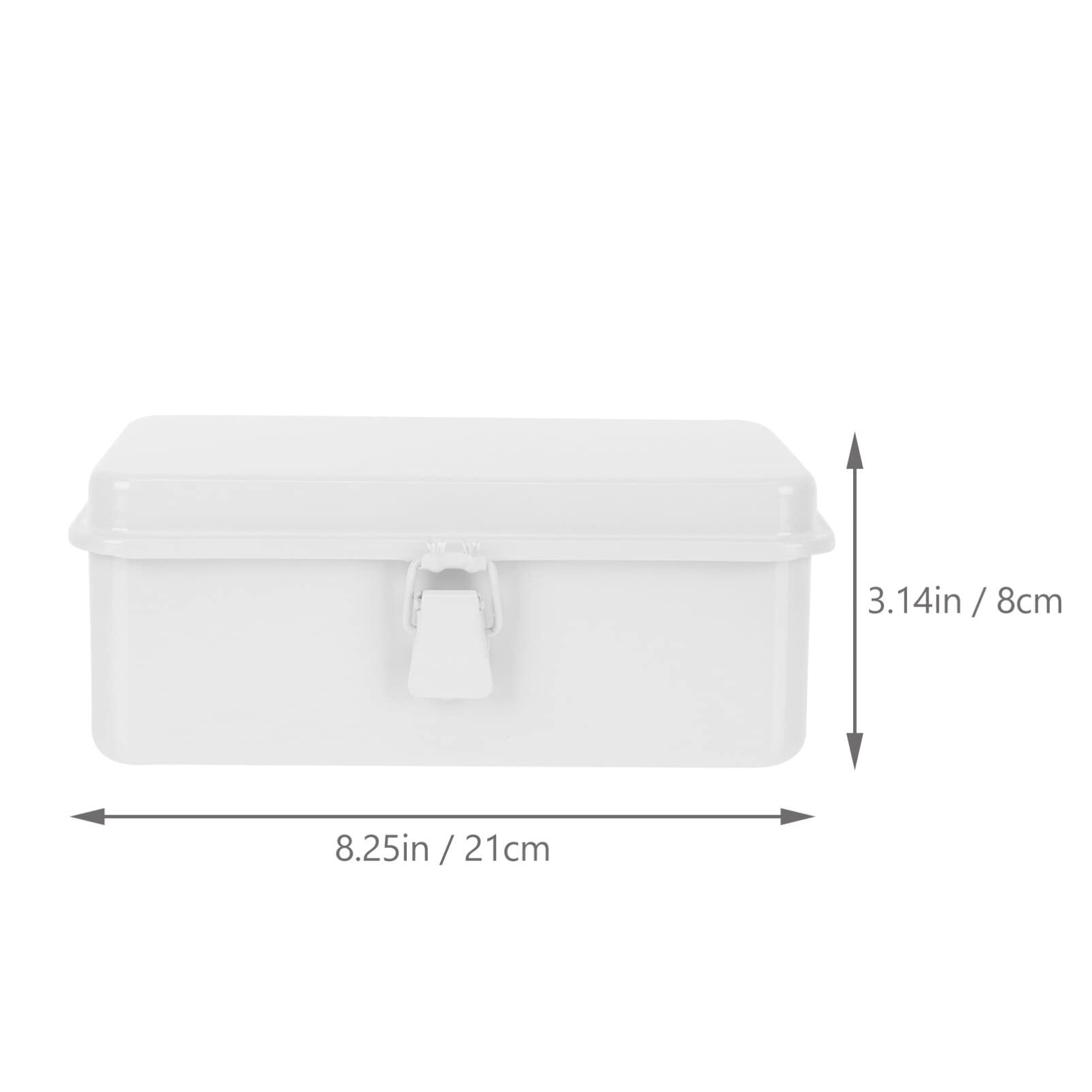 Cabilock Metal Hinged Locking Tin Box - Secure Storage Container for Chocolate, Candy, Tea, Coffee, Jewelry & Photos | White Tinplate Desktop Organizer for Home & Office Use