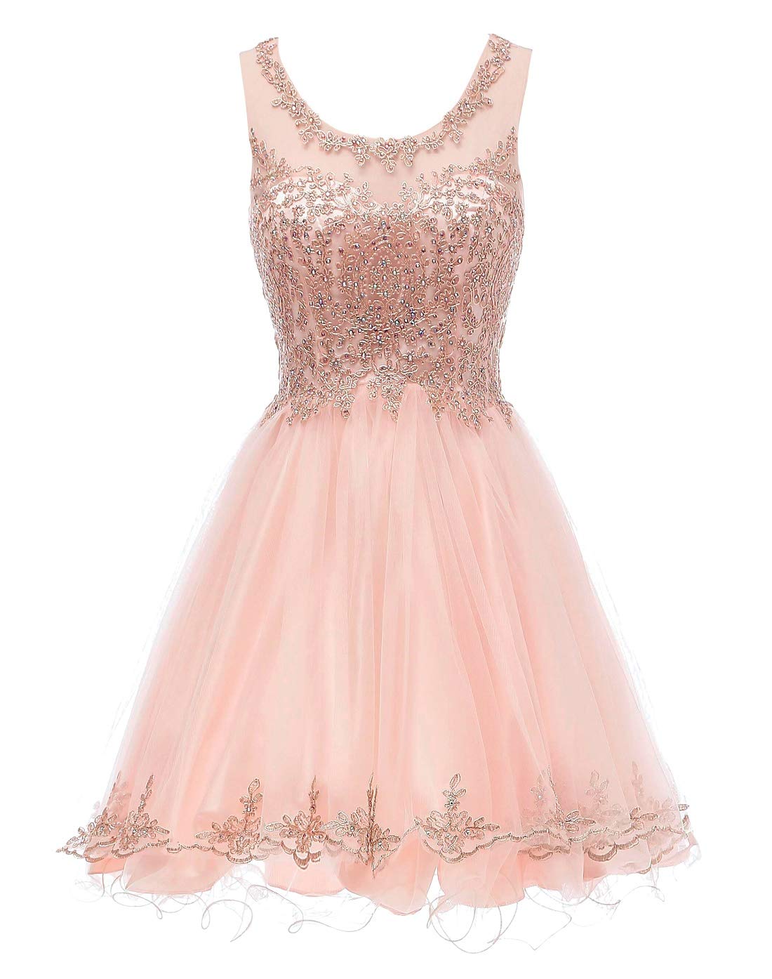 Girls Semi Formal Short Tulle Dress with Gold Lace - Special Occasion Party Dress in Pink Size 14 | Perfect for Birthday Parties, Pageants, and Holiday Events