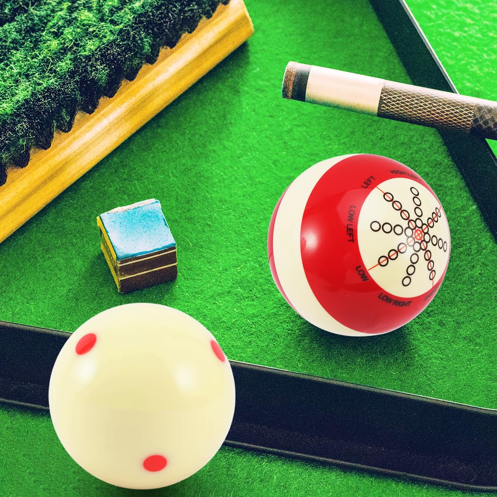 2Pcs Professional Billiard Training Cue with Pool Cue Ball, 2.25in (Red+White) - Perfect for Home Practice & Skill Improvement