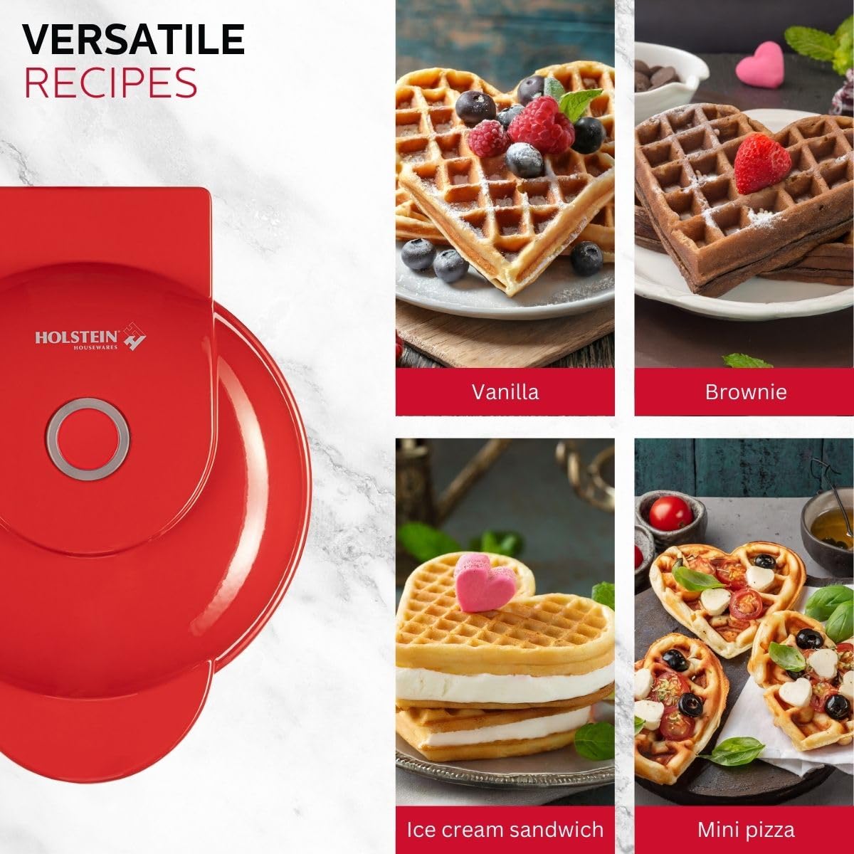 Non-Stick Heart Waffle Maker - 4-inch Mini for Breakfast & Snacks