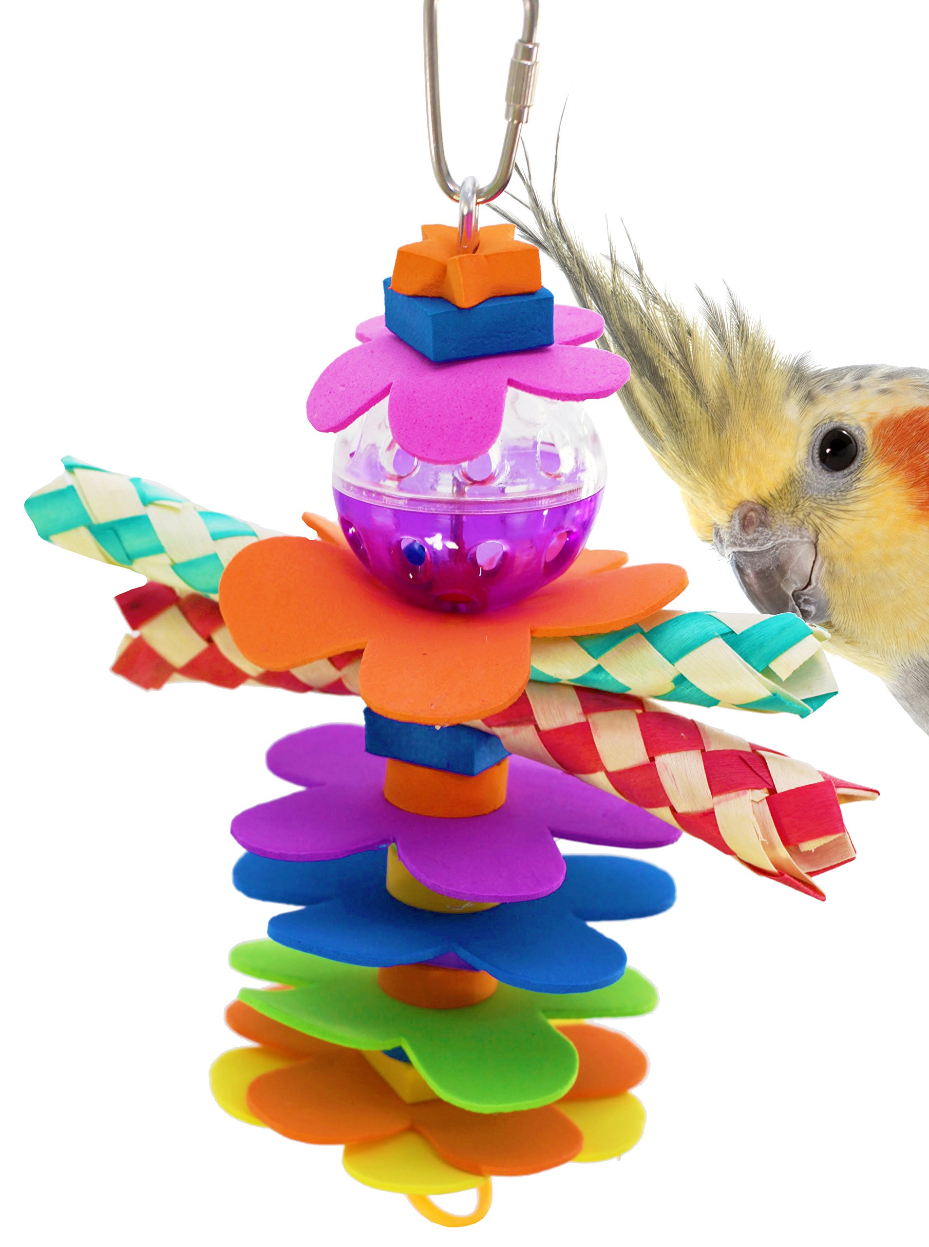 Bonka Bird Toys 1861 Flower Power - Colorful Chewable Parrot Toy for Cockatiels, Parrotlets & Conures - Cage Hanging Bird Activity Toy for Mental Stimulation & Play (Perfect for Foraging & Exercise)