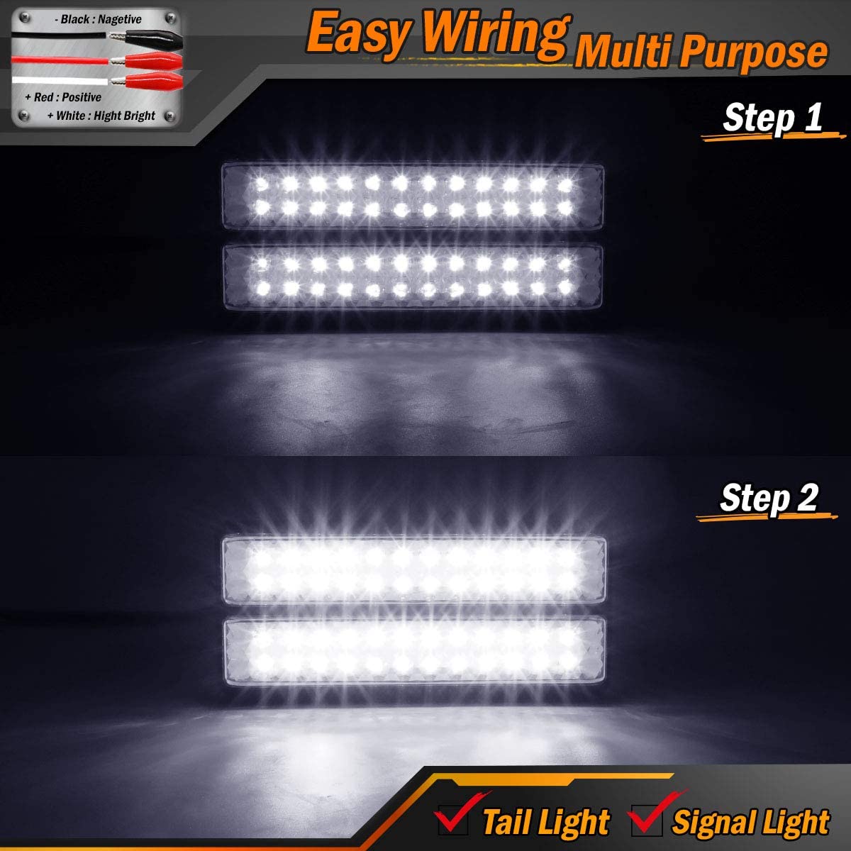 Meerkatt 8 Inch Smoked Lens White Light Clearance Lamp – Sealed Reverse Backup Tail Lights – 12V DC Replacement for Trailers, Yachts & Tractors – Durable & Weatherproof for Marine & Off-Road Use