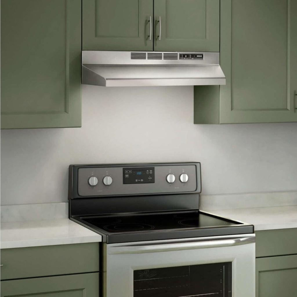 Broan 41000 Series 30-Inch Stainless Steel Ductless Under Cabinet Range Hood (Model 413004) - Perfect for Kitchen Ventilation & Smoke Removal