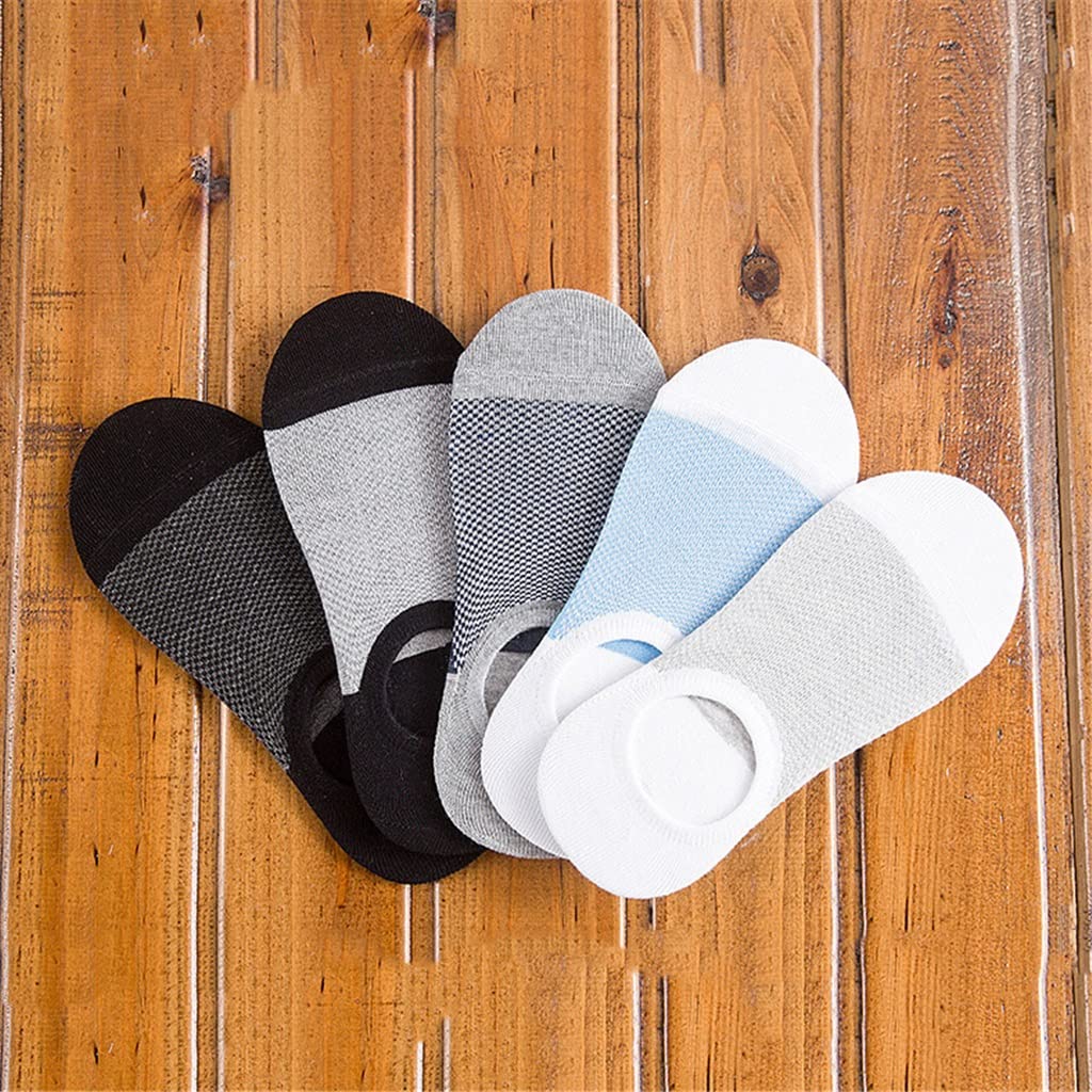 UVWXYZ 5 Pairs Men's Summer Cotton Boat Socks - Breathable Mesh Socks for Men, One Size (Assorted Colors) - Perfect for Casual Wear, Sports & Outdoor Activities