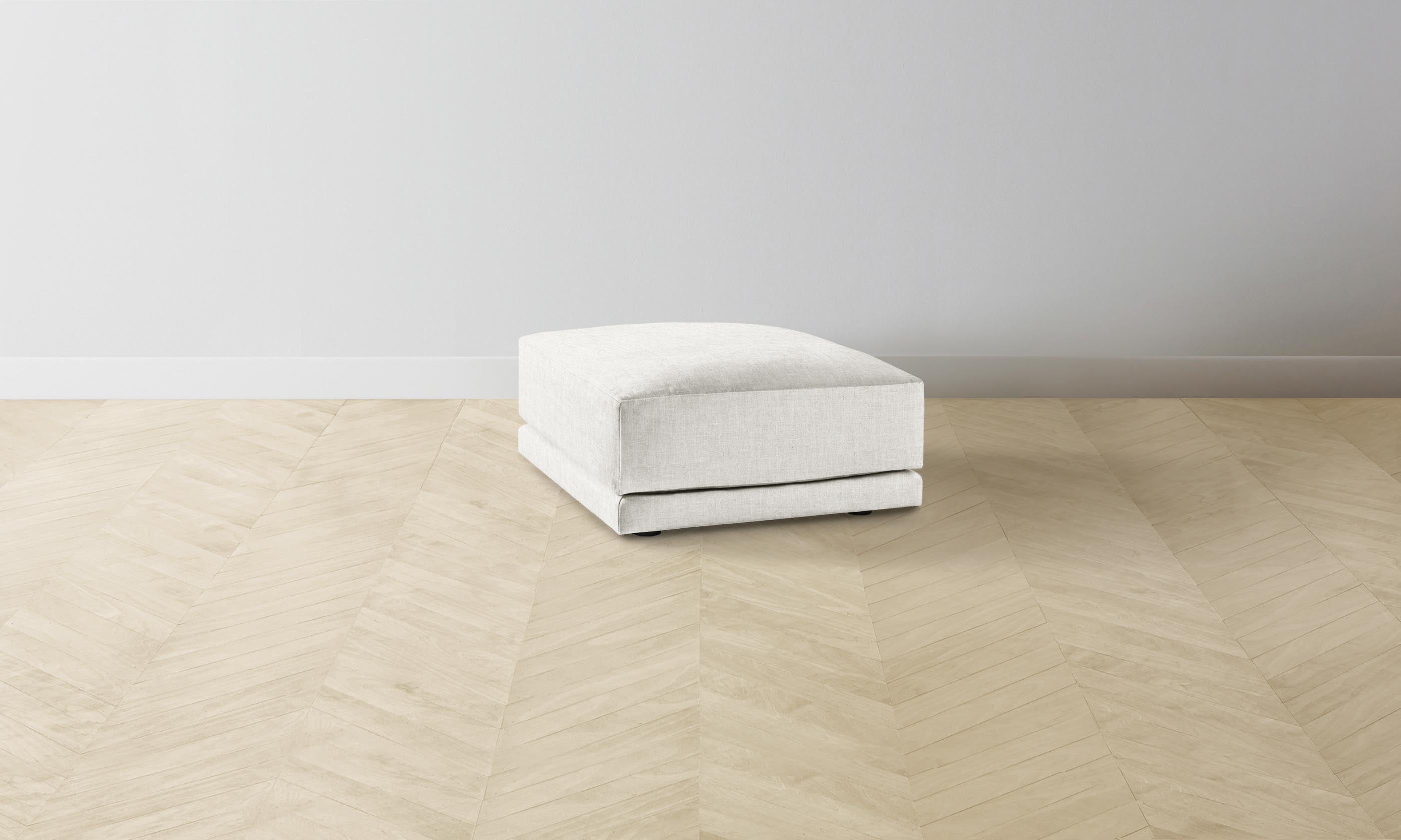 The Jones Ottoman - Heritage Belgian Linen in Egret | Stylish Footrest & Accent Piece for Living Room, Bedroom or Office