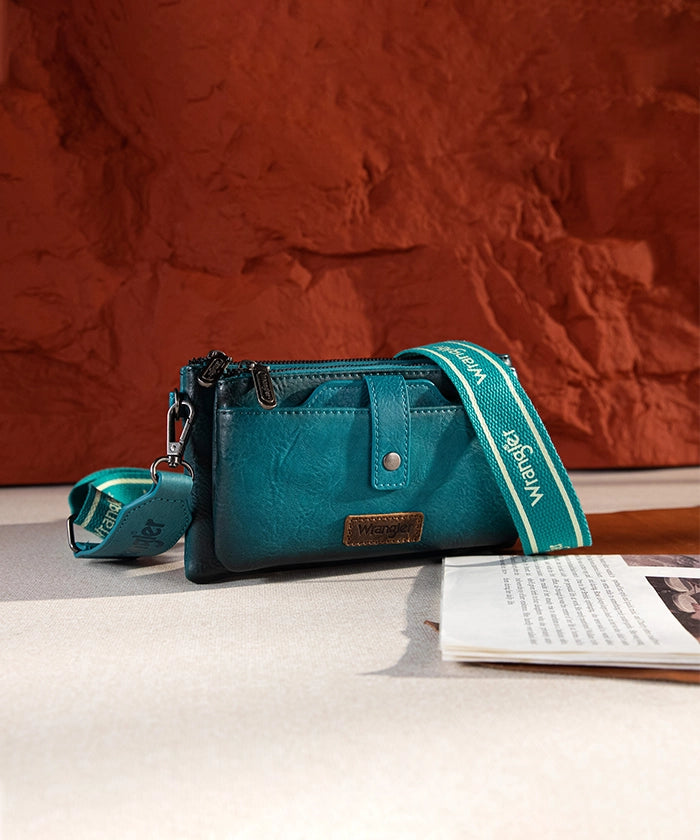Wrangler Dual Zipper Crossbody Bag for Women & Men - Durable Travel Shoulder Bag with Adjustable Strap - Perfect for Hiking, Shopping & Everyday Use