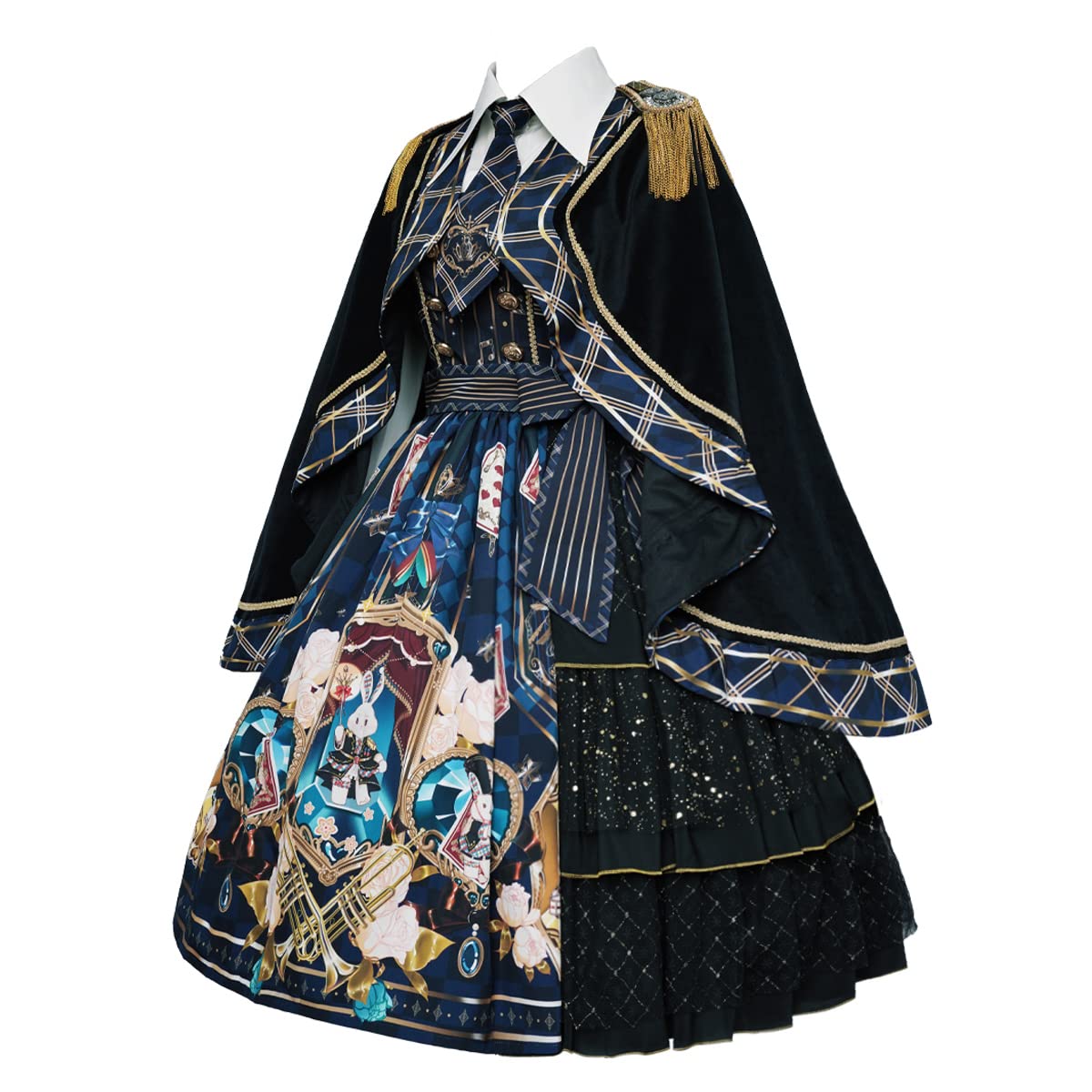 Gothic Princess Dress Set for Women - 3-Piece Halloween Costume with Cute Print | Elegant Party Outfit for Cosplay, Themed Events & Gothic Fashion