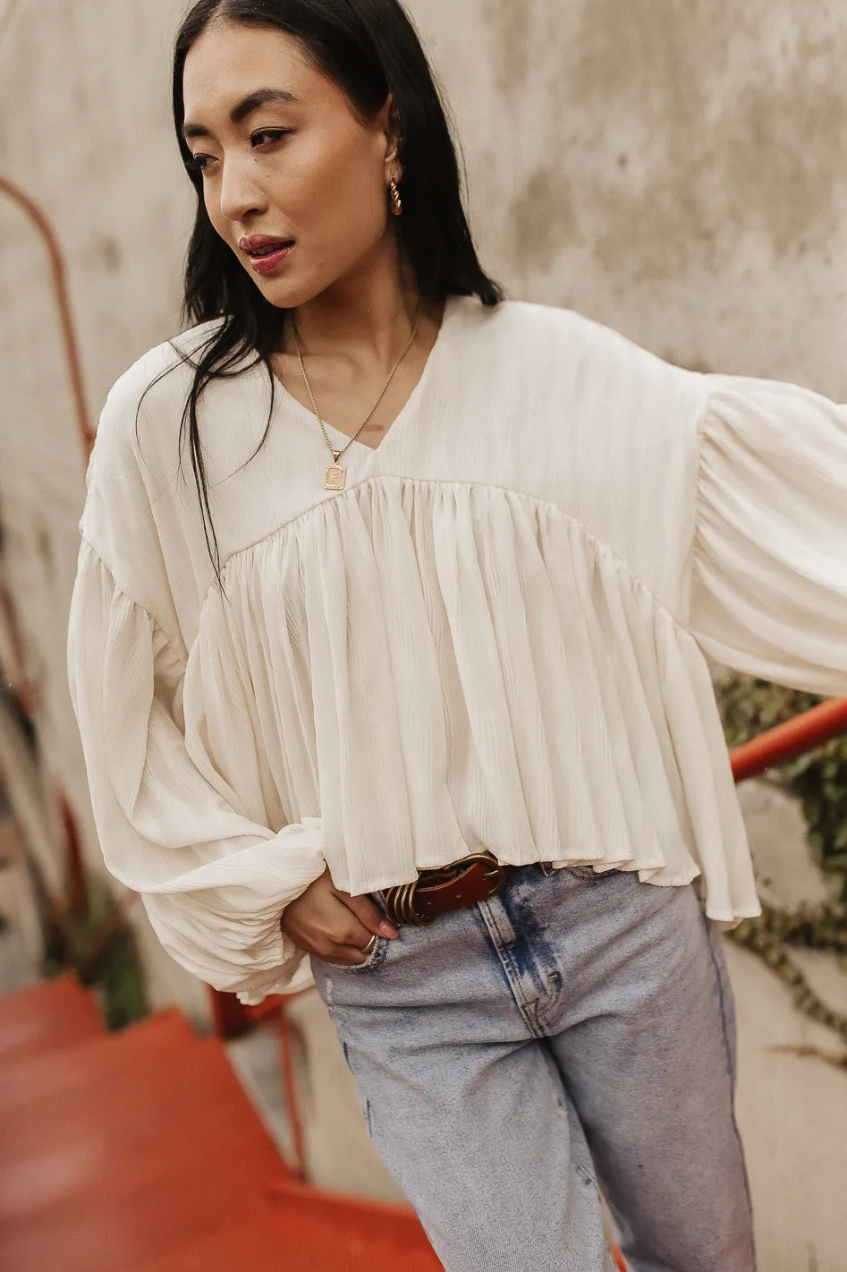Bailey Textured Blouse for Women | Elegant Ruffled Top | Perfect for Office Wear & Date Nights | FINAL SALE