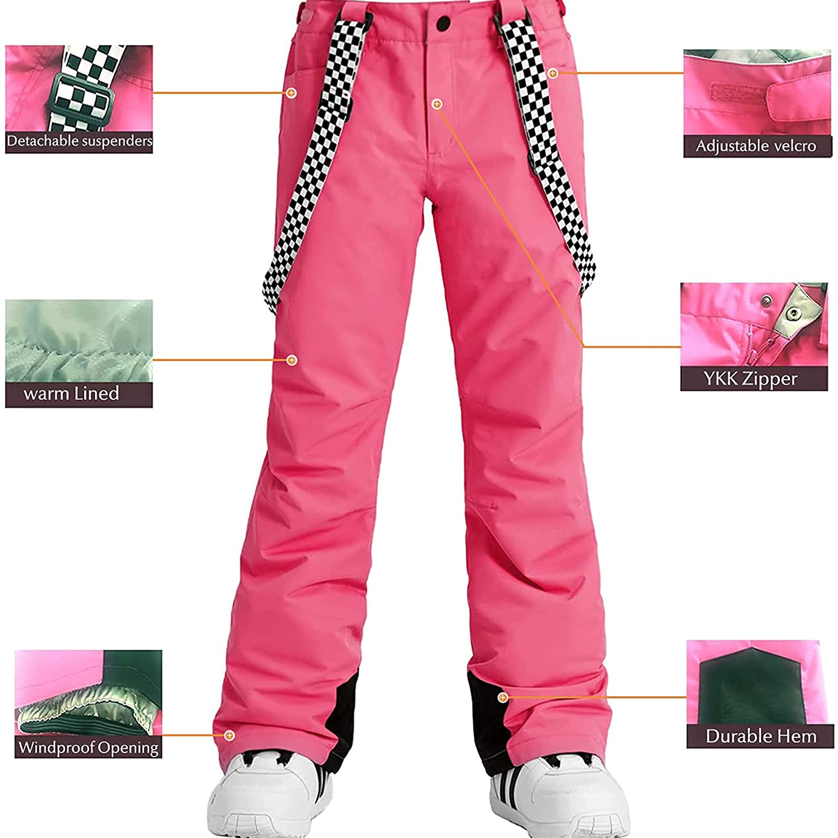 IMPHUT Women's Waterproof Ski Pants - Winter Snowboard Bib Overalls for Skiing, Snowboarding & Hiking | Windproof Insulated Snow Pants for Cold Weather Outdoor Activities