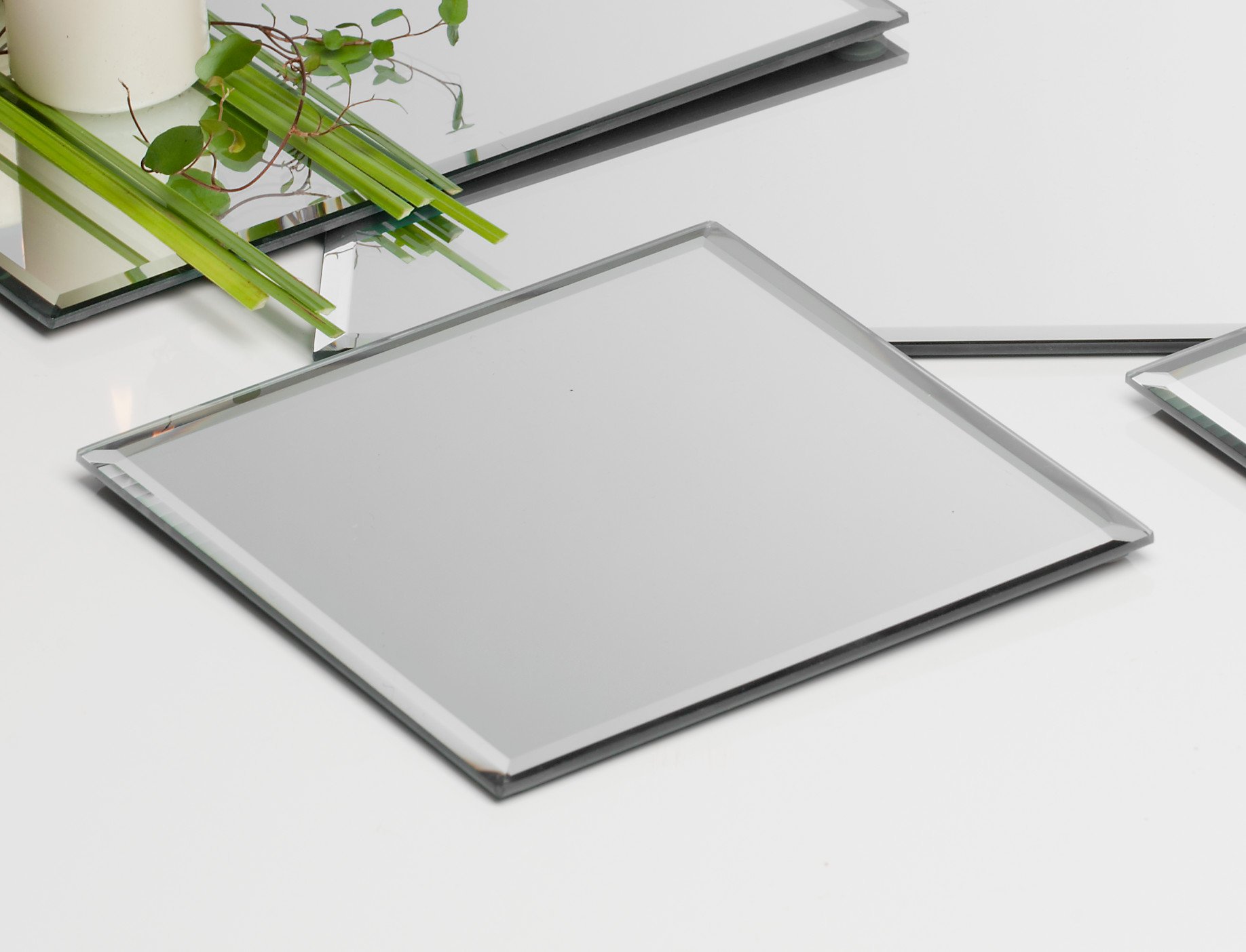 Premium 18x18cm Glass Plate Mirrors - Set of 6 for Home Decor, Wall Art & DIY Projects | Elegant Reflective Displays for Living Room, Bedroom or Bathroom