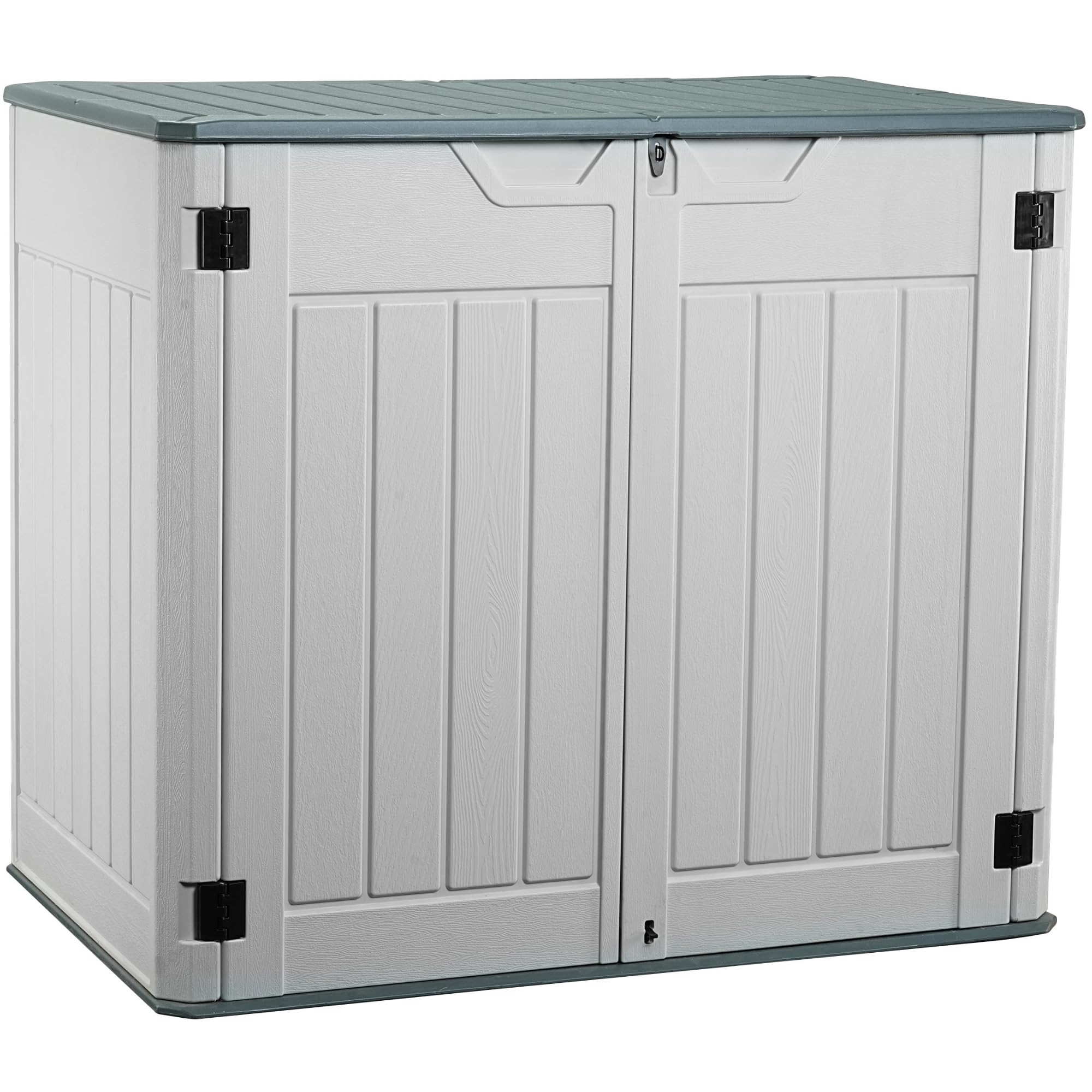 47 Cuft Horizontal Resin Storage Shed - Waterproof Outdoor Plastic Garden Tool Shed for Lawn Mower & Backyard Equipment (4.5 x 2.8 ft, White) - Perfect for Patio, Deck & Garage Storage Organization