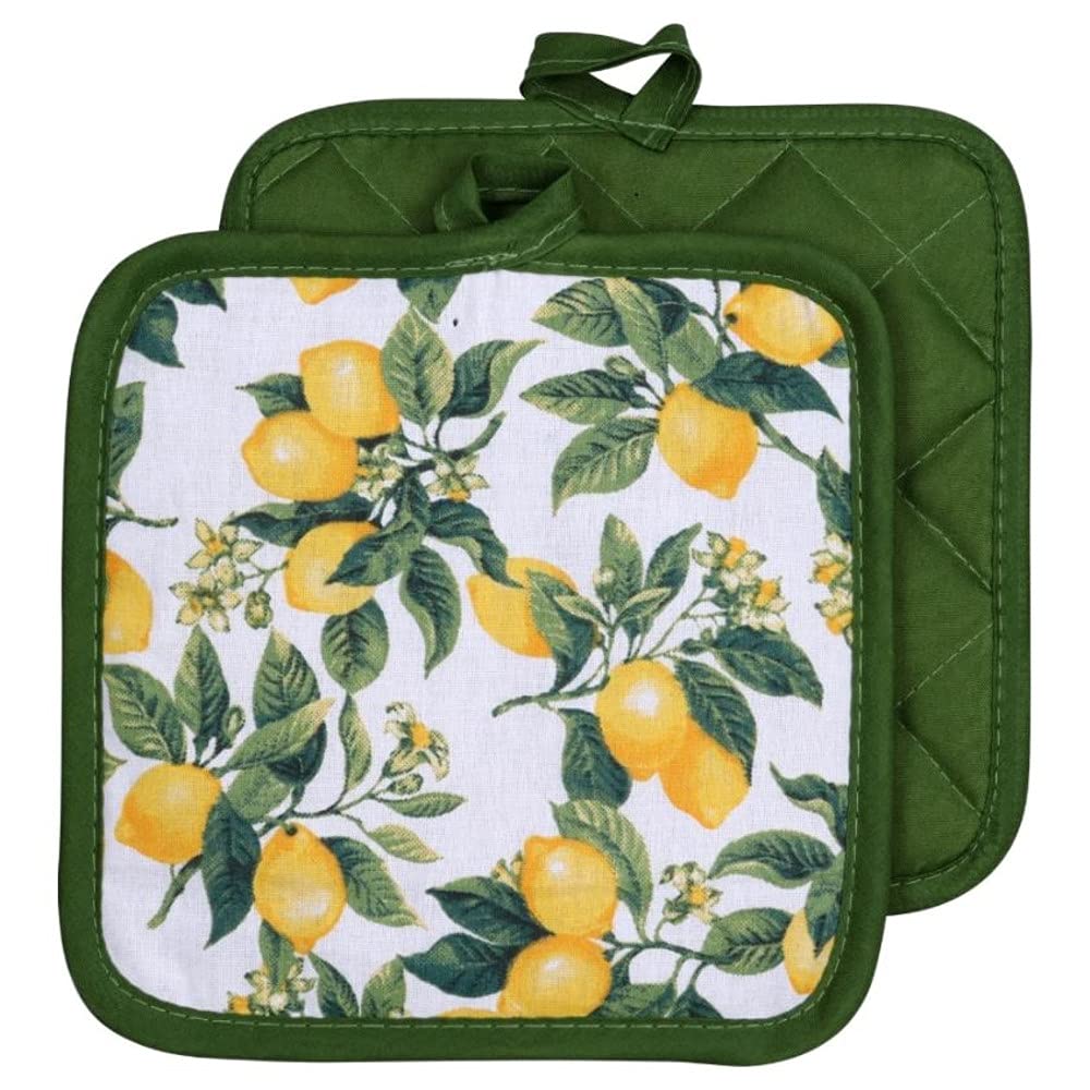 Seasonal Kitchen Linen Set with Oven Mitt, Potholders & Towels - Ripe Lemons Design for Baking & Cooking - Perfect for Holiday Kitchen Decor & Gift Giving