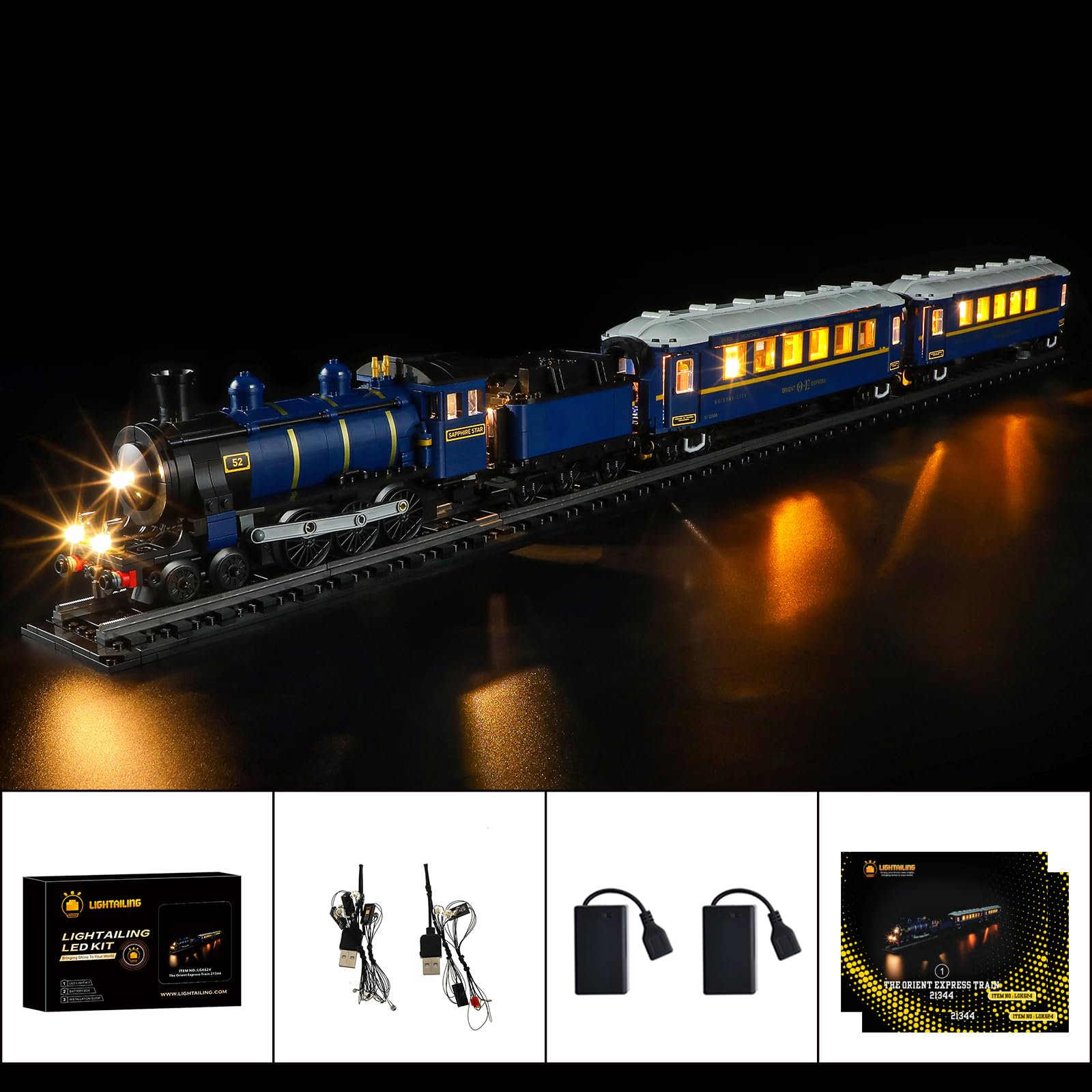 LIGHTAILING LED Lighting Kit for LEGO 21344 Orient Express Train - Compatible with Building Blocks Model - Not Included in Original Set - Perfect for Train Enthusiasts & LEGO Collectors