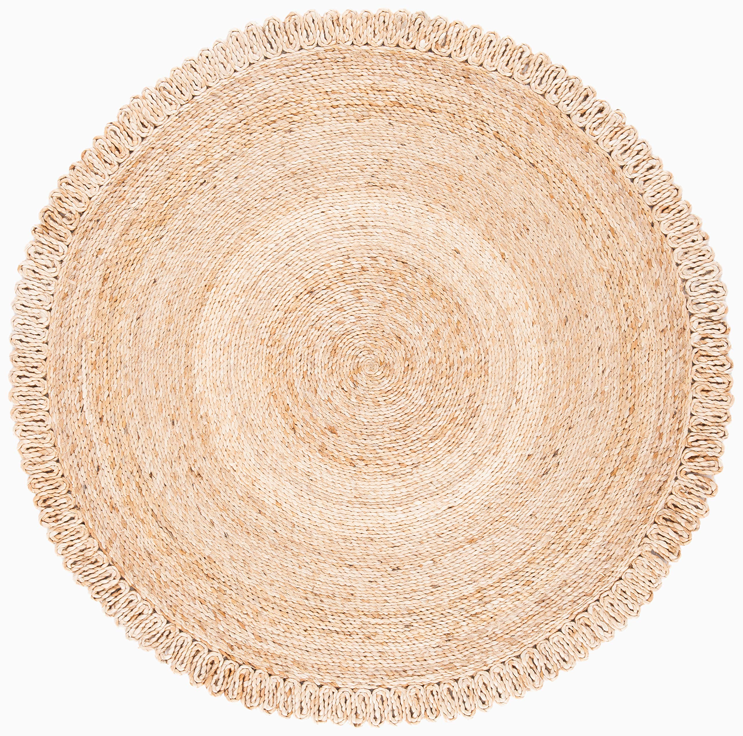 SAFAVIEH Natural Fiber Round Collection 6' Round Handmade Jute Area Rug - Boho Charm Farmhouse Style for Living Room, Bedroom & Dining Room Décor