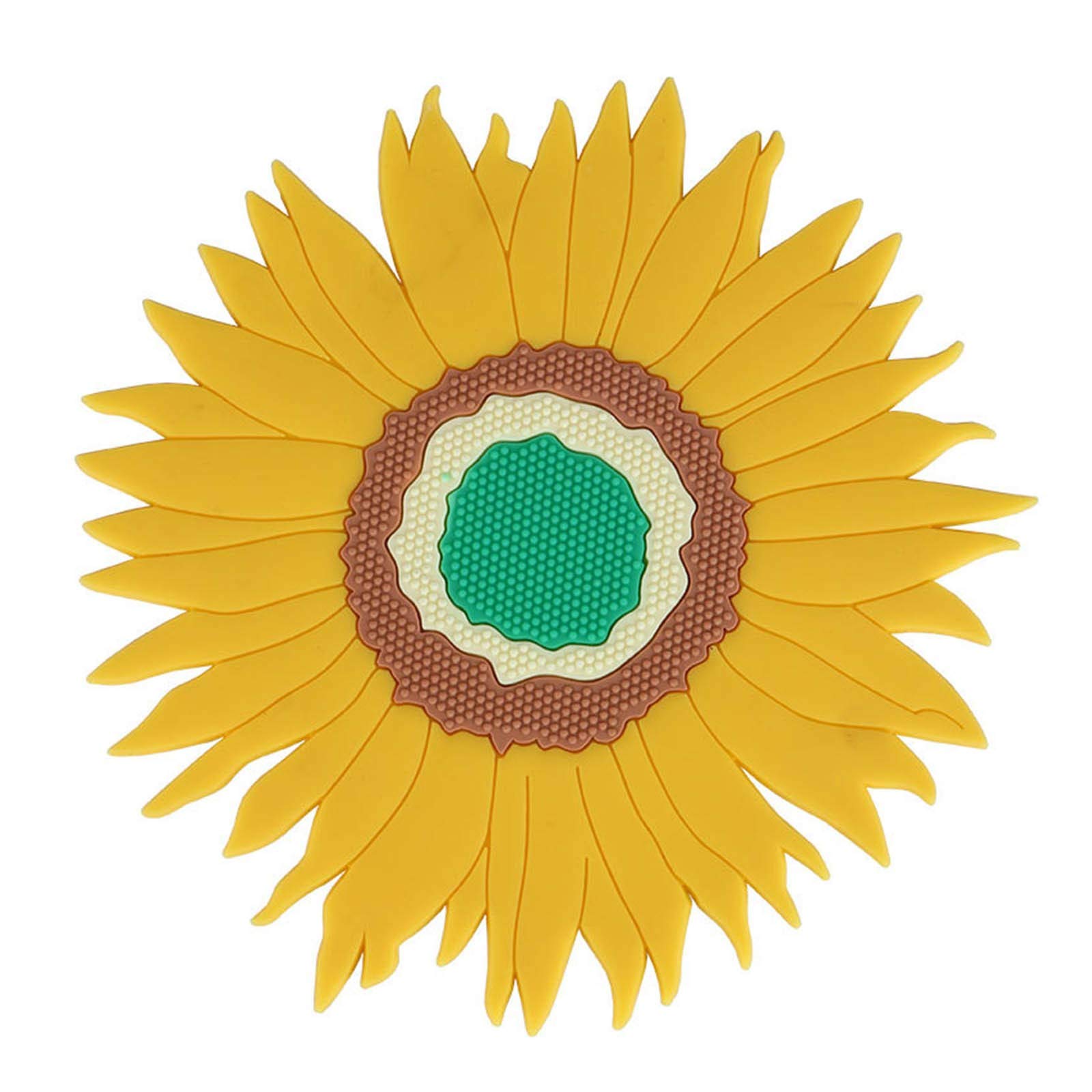 Ellymi Heat Resistant Silicone Trivet Mat for Hot Dishes - Non-Slip Sunflower Design Kitchen Pot Holder, Insulating Coaster & Placemat for Dining Table, Stove Top & Countertop Protection