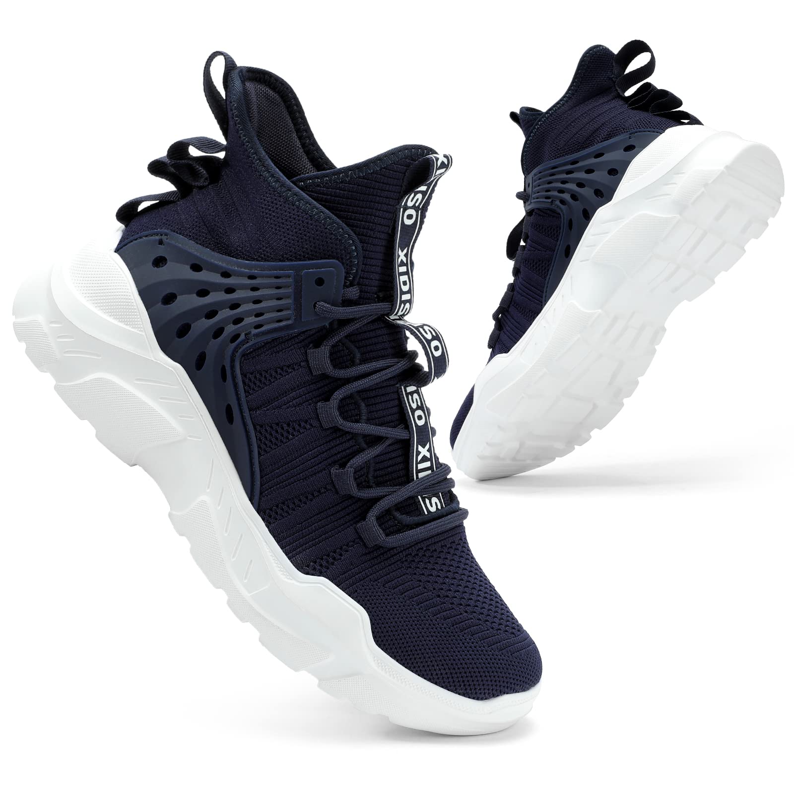 SANNAX Men's High Top Running Shoes - Lightweight Non-Slip Athletic Sneakers for Walking, Tennis & Gym Workouts - Breathable Sock Design for Sports & Casual Wear