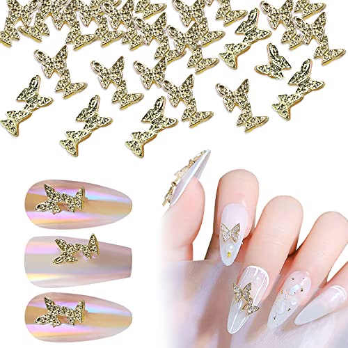 50pcs 3D Alloy Butterfly Nail Art Charms - 2nd Gen DIY Nail Decorations for Women & Girls | Perfect for Nail Salon, Home Manicure, Party & Wedding Nail Art Accessories