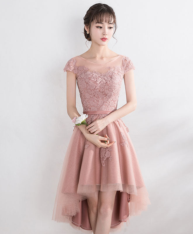 Elegant Cut Lace Tulle Short Prom Dress - High Low Hem Evening Gown for Homecoming, Party & Special Occasions