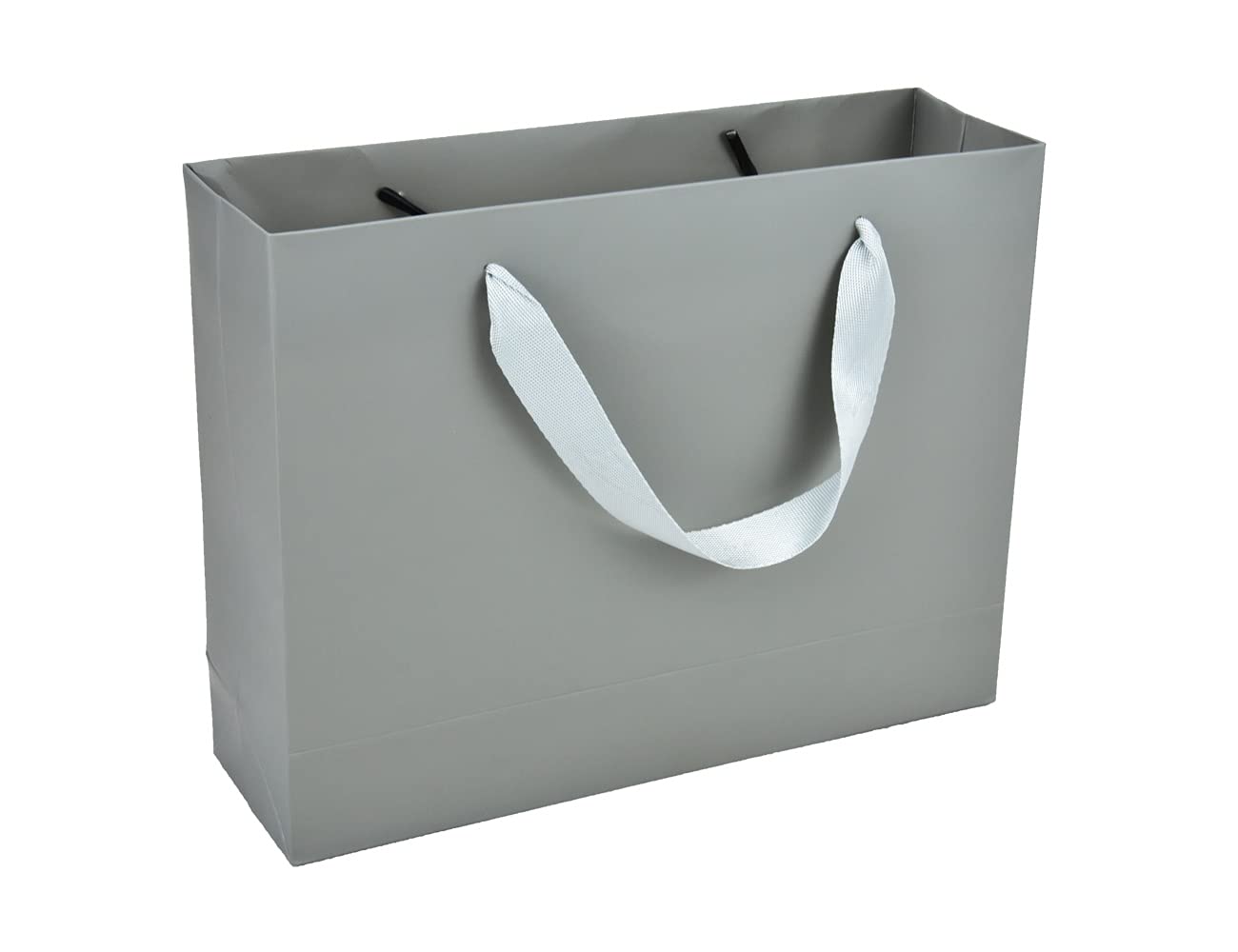 HUAPRINT 20Pcs Gray Paper Gift Bags with Ribbon Handles - 10.6x8.3x3.1 Inch Bulk Shopping Bags for Retail, Wedding Favors, Party Decorations & Merchandise Packaging | Perfect for Business, Clothing Stores & Craft Projects