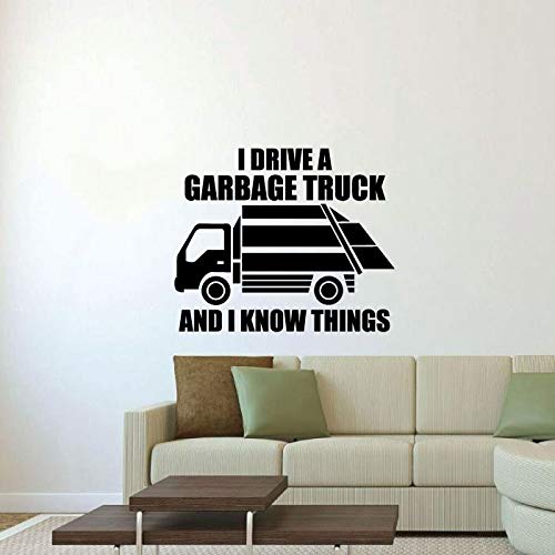 Funny 'I Drive A Garbage Truck and I Know Things' Vinyl Wall Decal - 30x40 Inch Quote Sticker for Kids Room, Nursery, Bedroom & Home Decor - Perfect for Boys, Girls & Kindergarten Classroom Wall Art