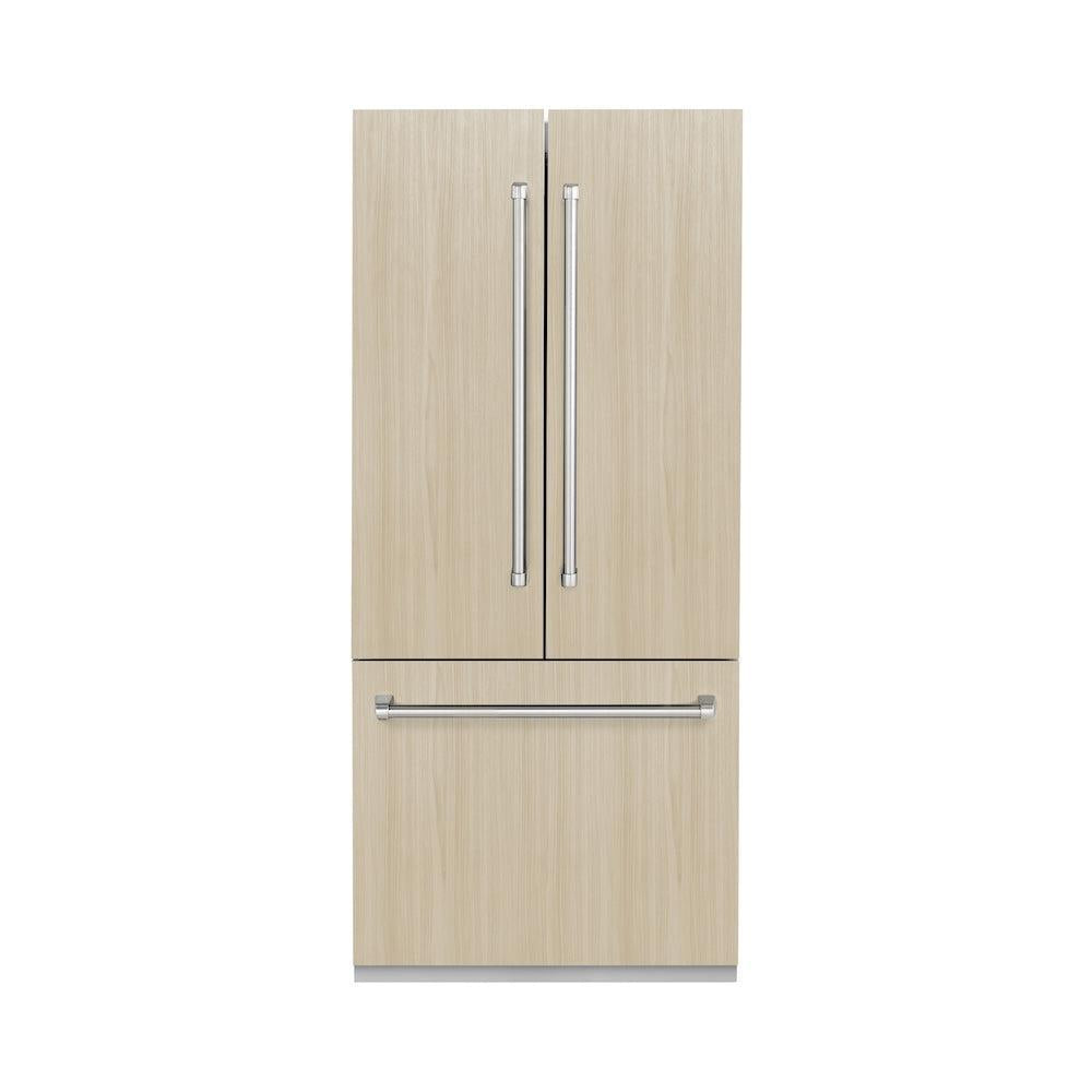 ZLINE 36 Inch Panel Ready French Door Built-In Bottom Freezer Refrigerator - 19.6 cu.ft Capacity, Water Dispenser & Ice Maker (RBIV 36) - Perfect for Modern Kitchens, Open Concept Homes & Luxury Appliances