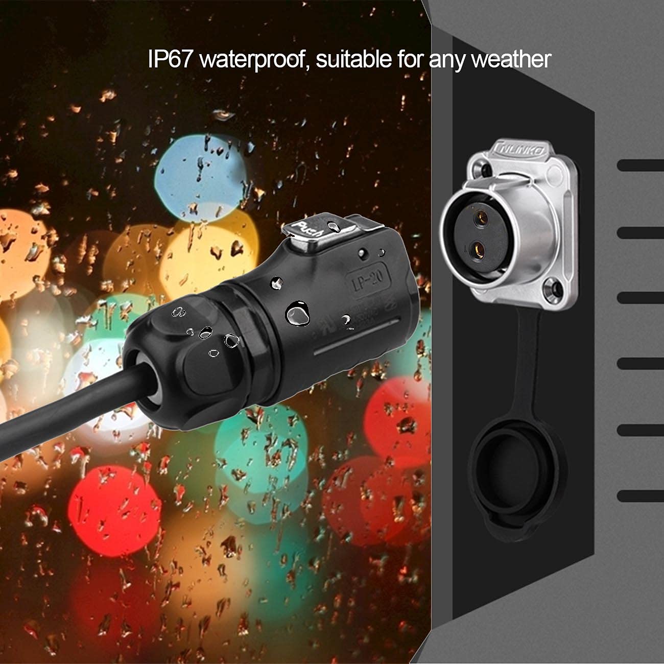 10AWG 2 Pin Power Industrial Circular Connector to SAE Adapter Cable - Waterproof RV Solar Port Compatible with Furrion, Solar Suitcase LP-20 & Forrest River RVs - Perfect for Off-Grid Solar Systems, RV Power Connections & Marine Applications