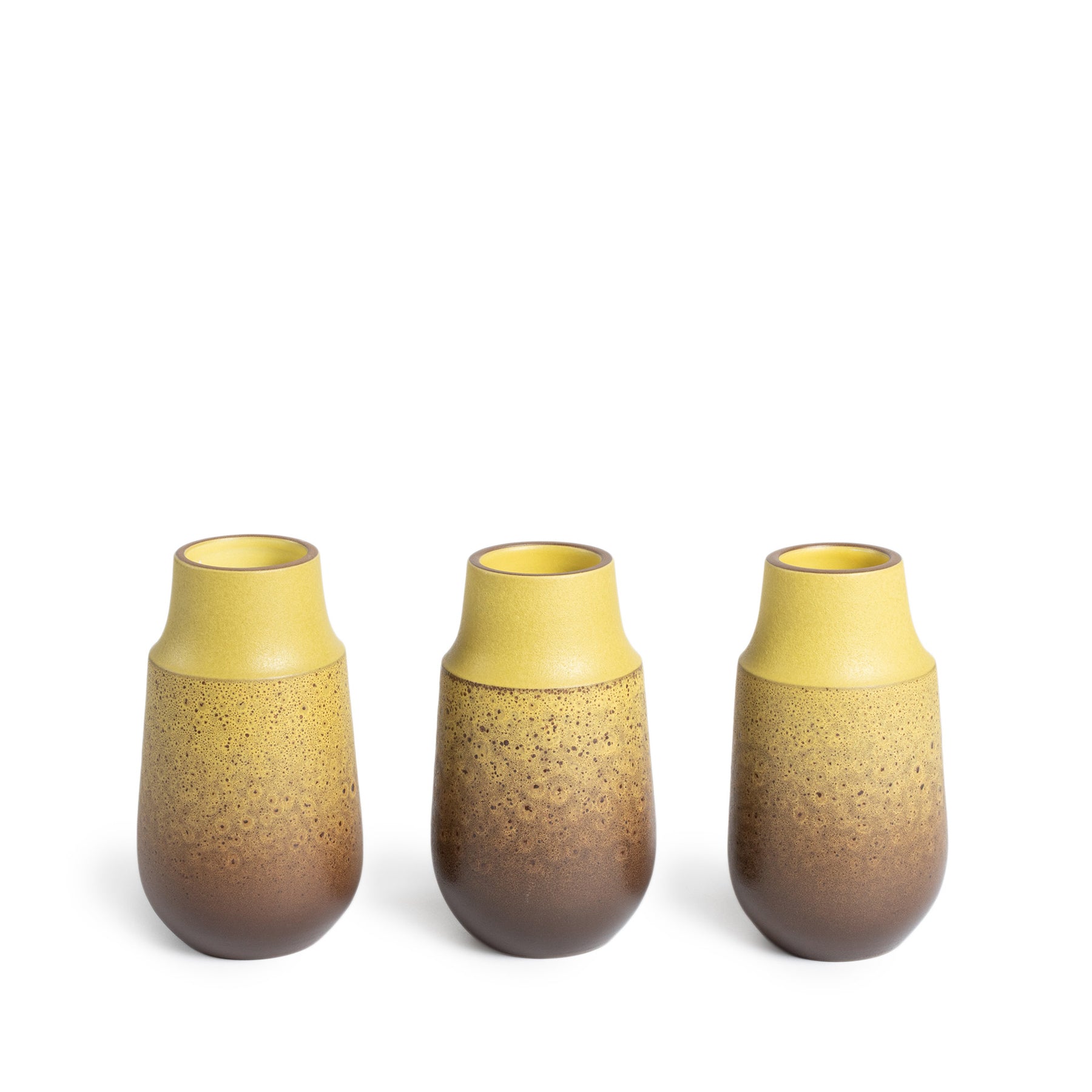 Ochre and Matte Brown Ceramic Neck Vase - Elegant Home Decor for Living Room, Dining Table & Wedding Centerpieces