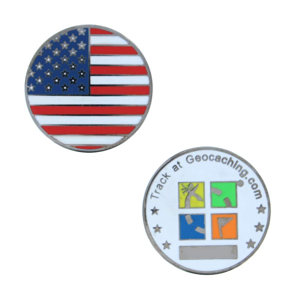 USA Flag Micro Geocoin - Collectible Geocaching Token - Perfect for Outdoor Adventures, Treasure Hunts & Patriotism