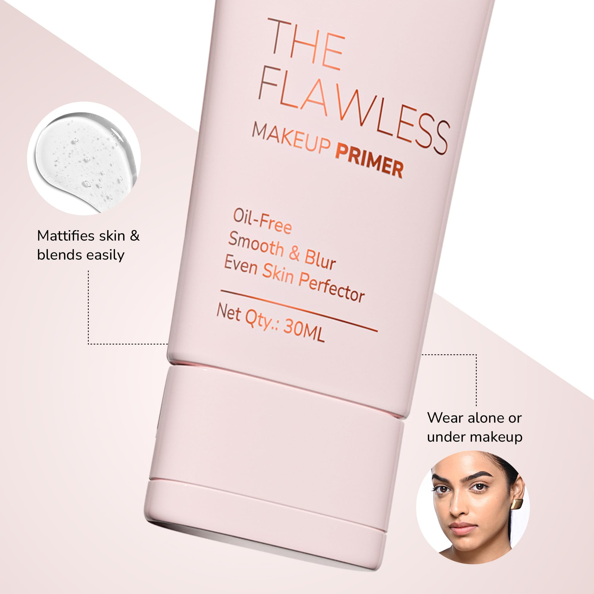 Mila Beauté Flawless Makeup Primer for Face - Oil Free, Vitamin A & E Enriched, Satin Smooth Matte Finish, Pore Minimizing, 30ml | Perfect for Daily Wear, Special Occasions & Photography Makeup