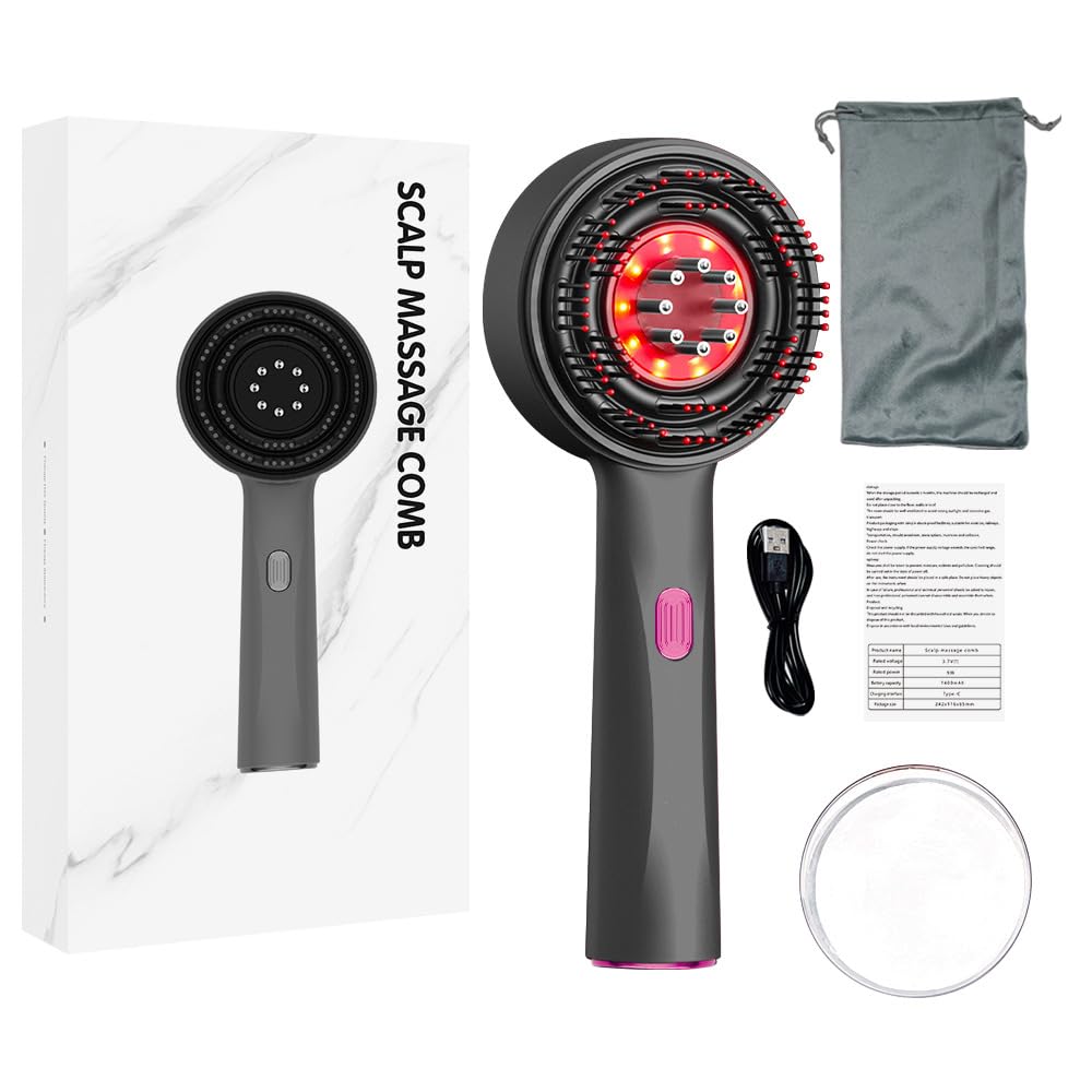 Electric Scalp Massager for Hair Growth & Relaxation - Light Grey Hair Scalp Massager for Stress Relief & Head Tension - Perfect for Home Spa, Salon Treatments & Self-Care Routines