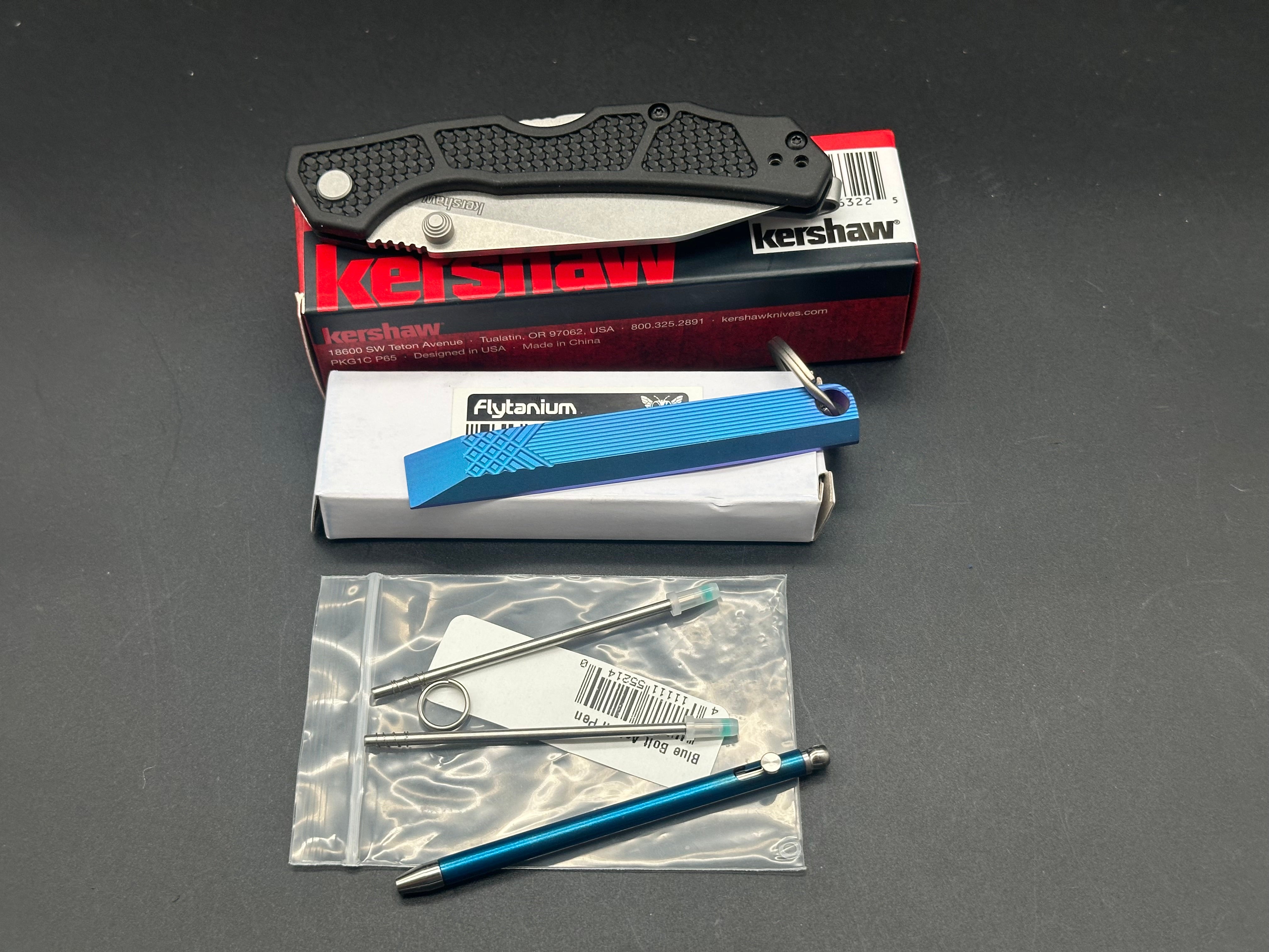 Kershaw Cargo EDC Pack Set with Flytanium Prybar & Bolt Action Pen - Premium Everyday Carry Gear for Outdoor, Camping, and Survival Adventures