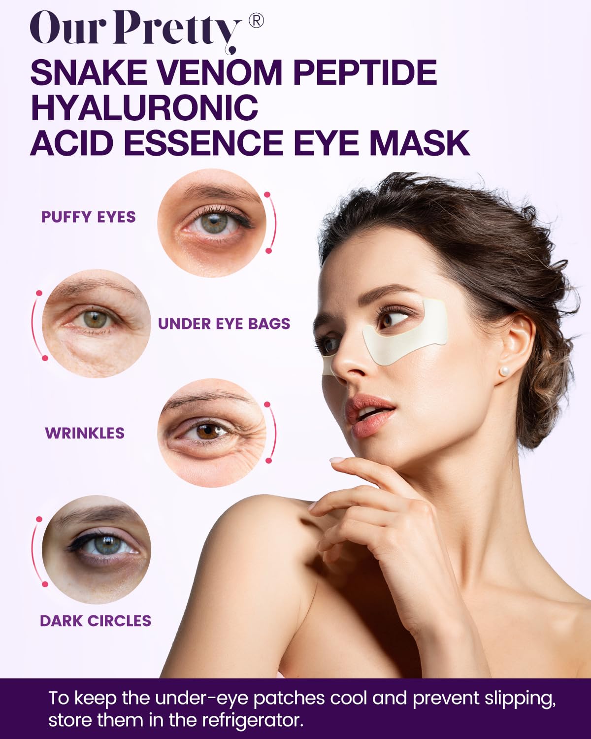 Snake Venom Collagen Under Eye Patches - Hydrating Anti-Aging Eye Mask for Puffy Eyes, Dark Circles & Wrinkles with Hyaluronic Acid & Centella Asiatica - Perfect for Night Routine & Travel Skincare